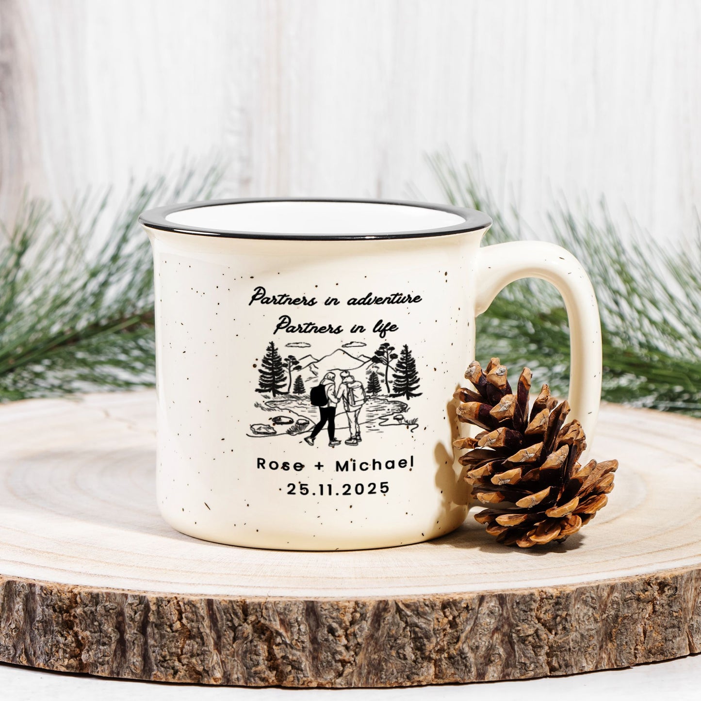 Personalized Engagement Gift for Couple - Custom Campfire Mug - Wedding Anniversary Gift