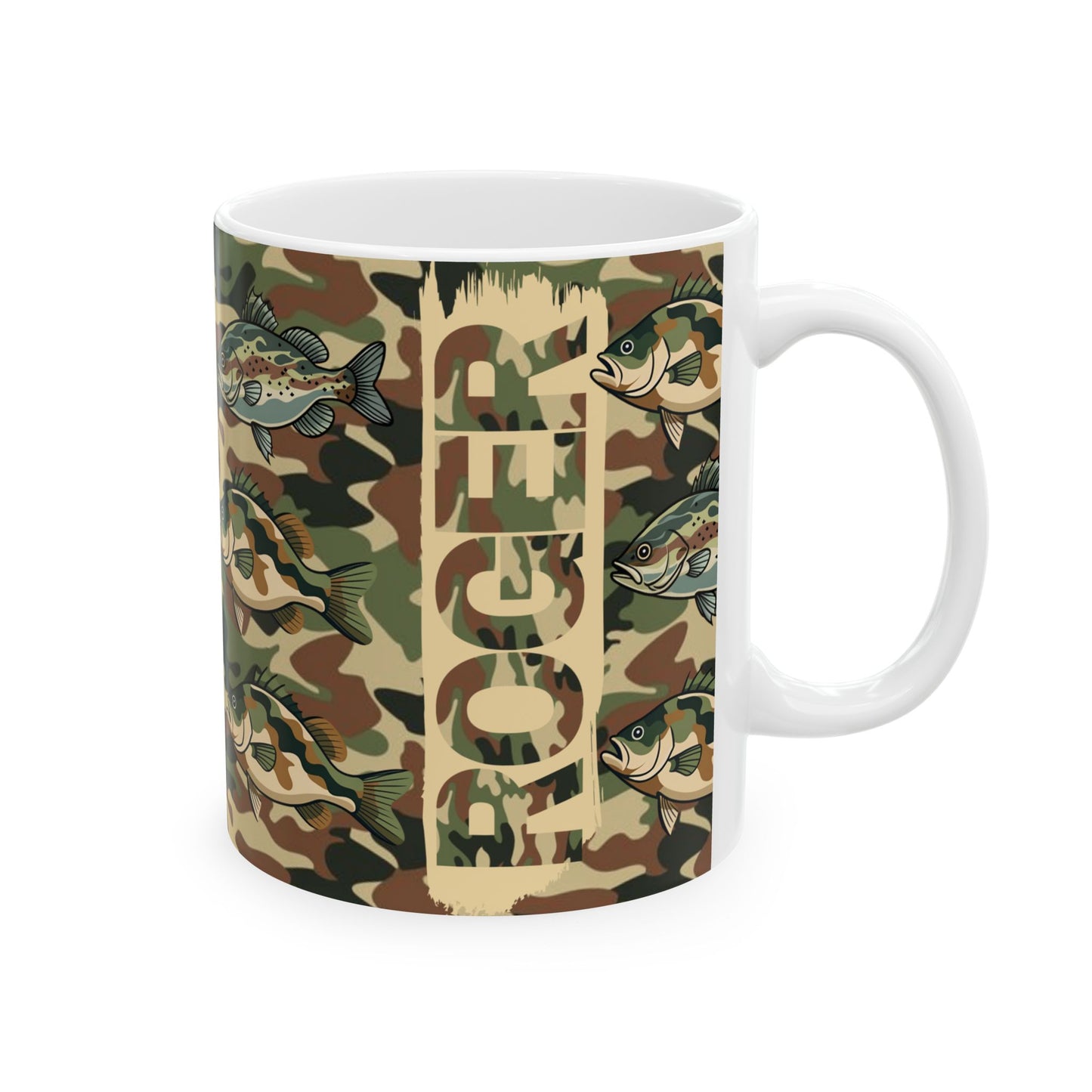 Camouflage Fishing Mug Personalized Coffee Cup for Anglers -Outdoorsy Men