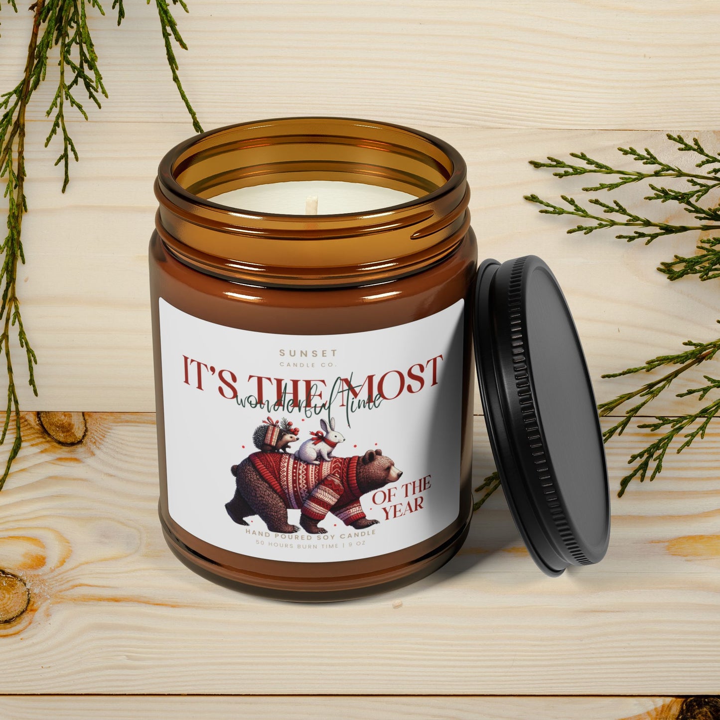 Christmas Bear Scented Soy Candle, Bear Gift Mountains candle decor cabin rustic candle Christmas exchange bestie candle gift holiday candle