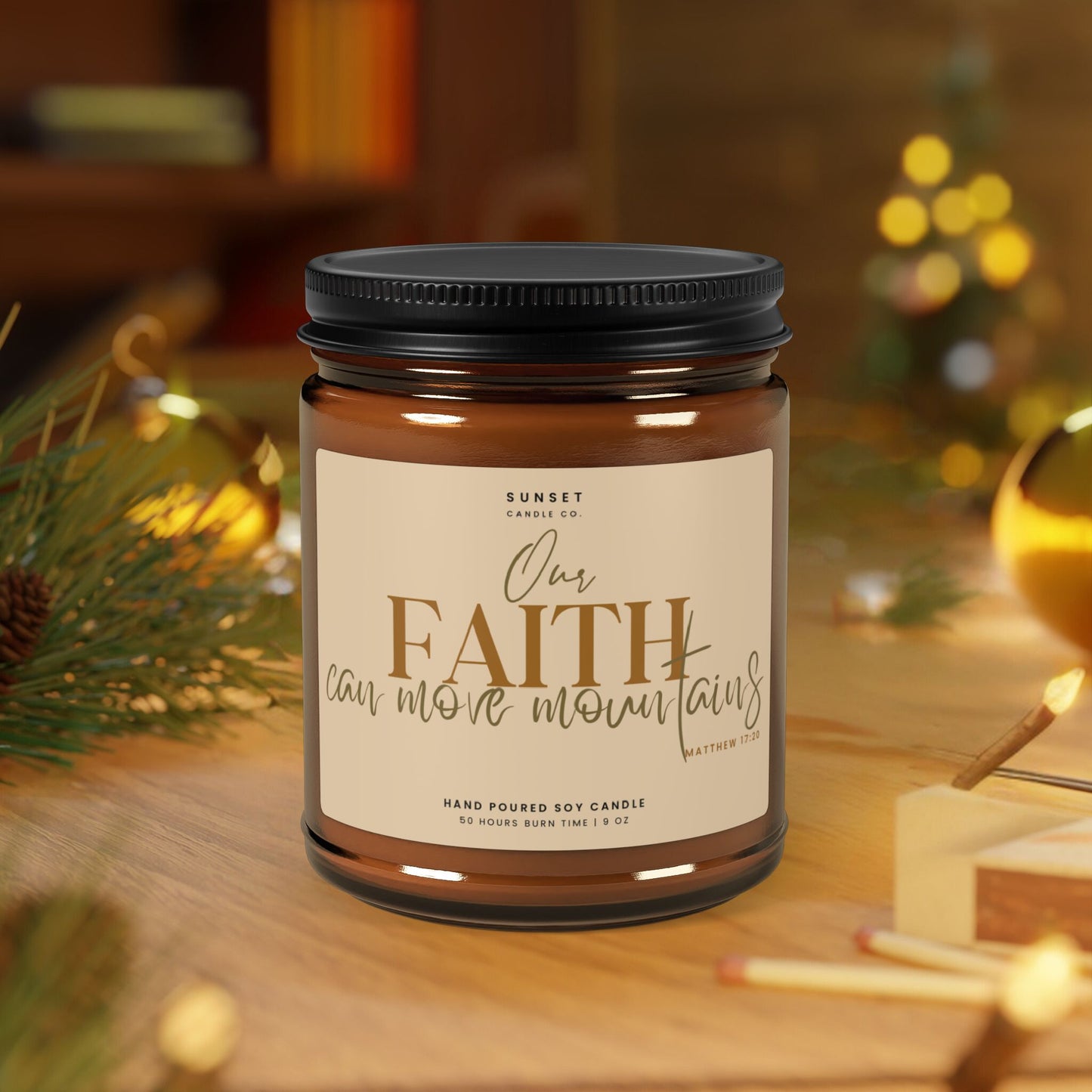 Faith Christian Candle Gift with Bible Verse