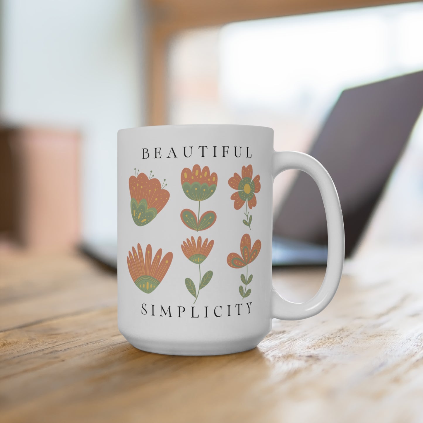 Floral Mug Nordic Folk Art Aesthetic Mug - Gardening Gift for Nature Lovers