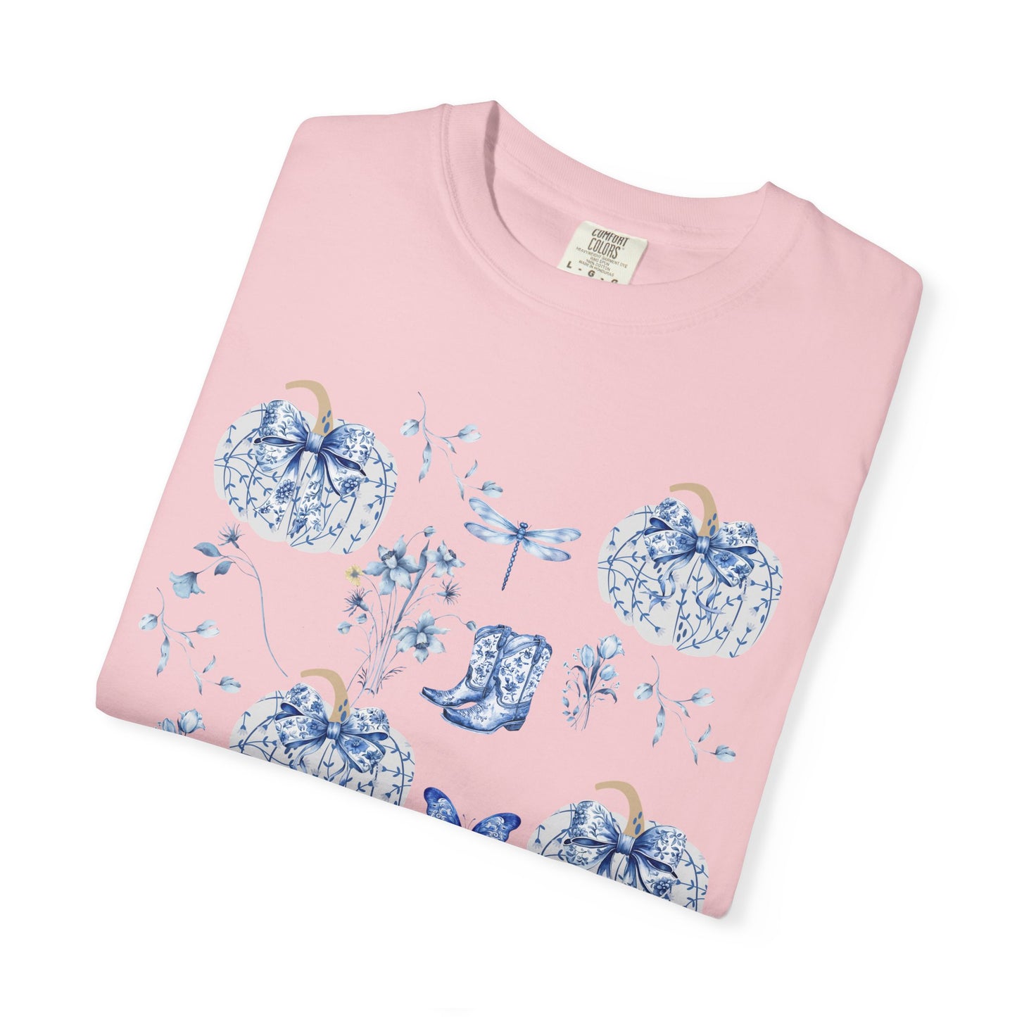 Blue Coquette Pumpkin T-Shirt-Fall Pumpkin Patch Outfit