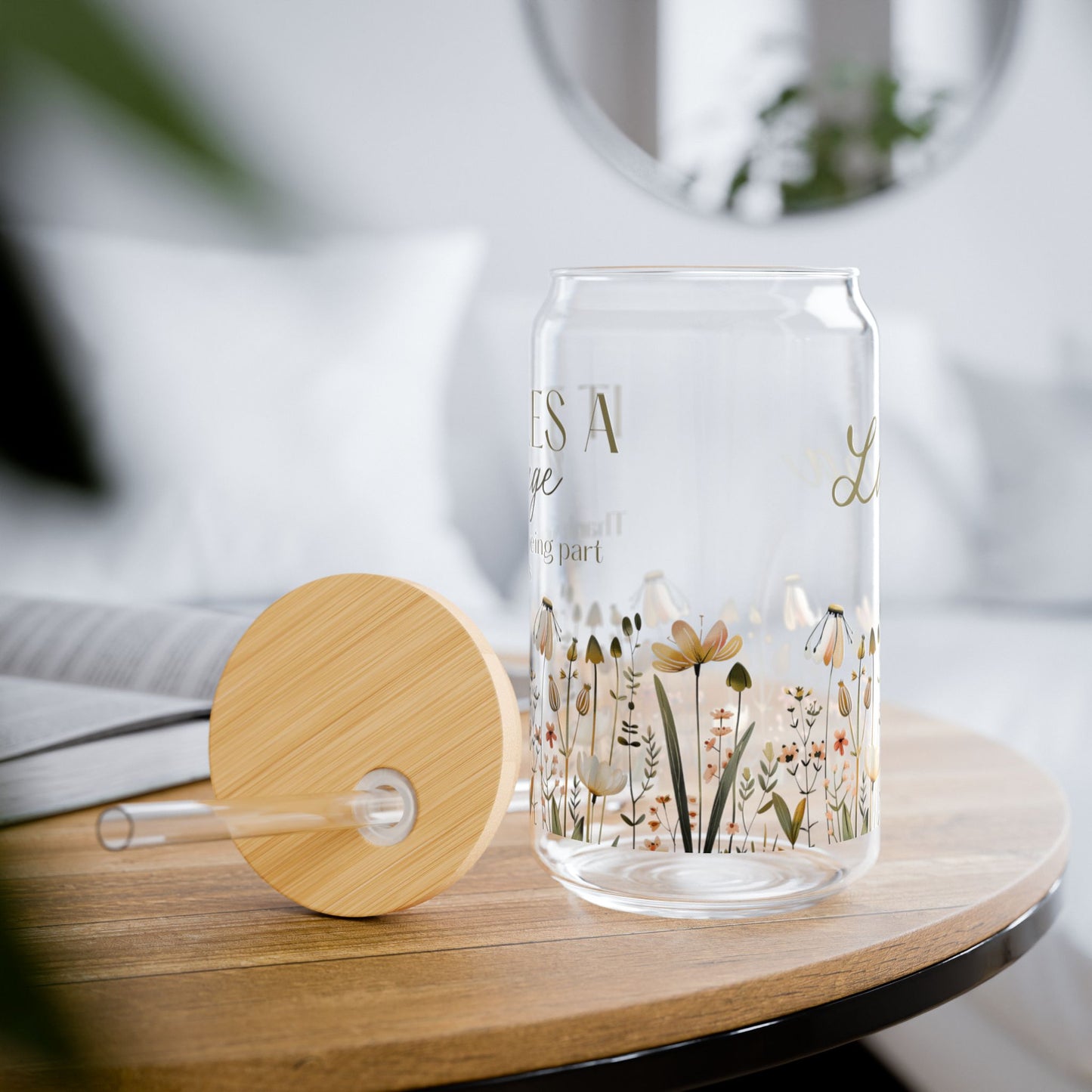Floral Glass Tumbler Thank you Gift Personalized for Mom, Nanny and Daycare providers