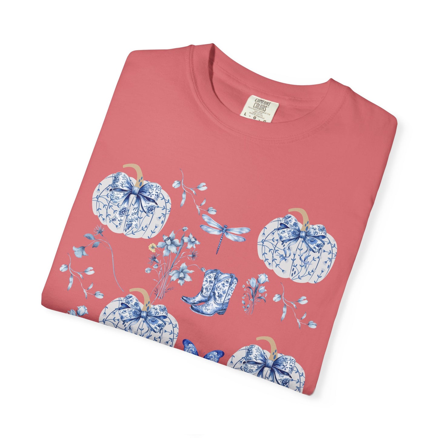 Blue Coquette Pumpkin T-Shirt-Fall Pumpkin Patch Outfit