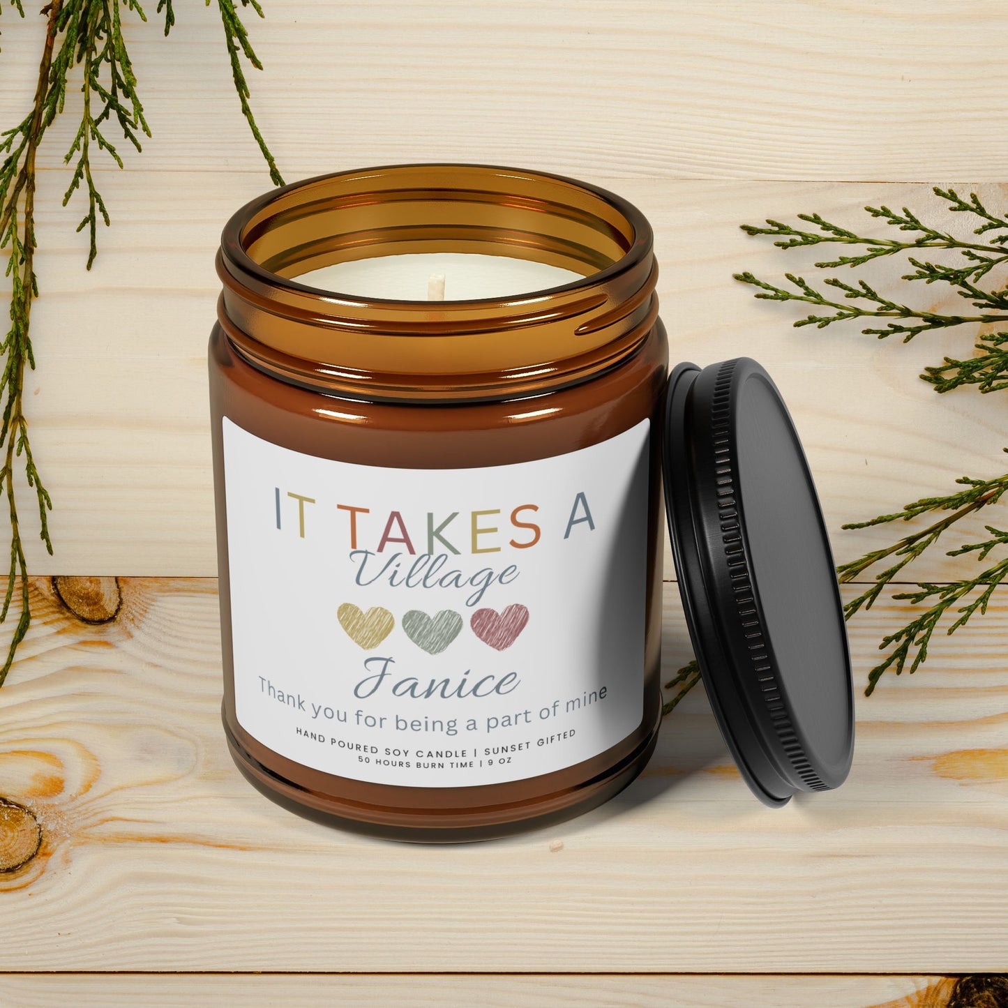 Appreciation Candle It takes a Village gift - Thank you candle teacher gift
