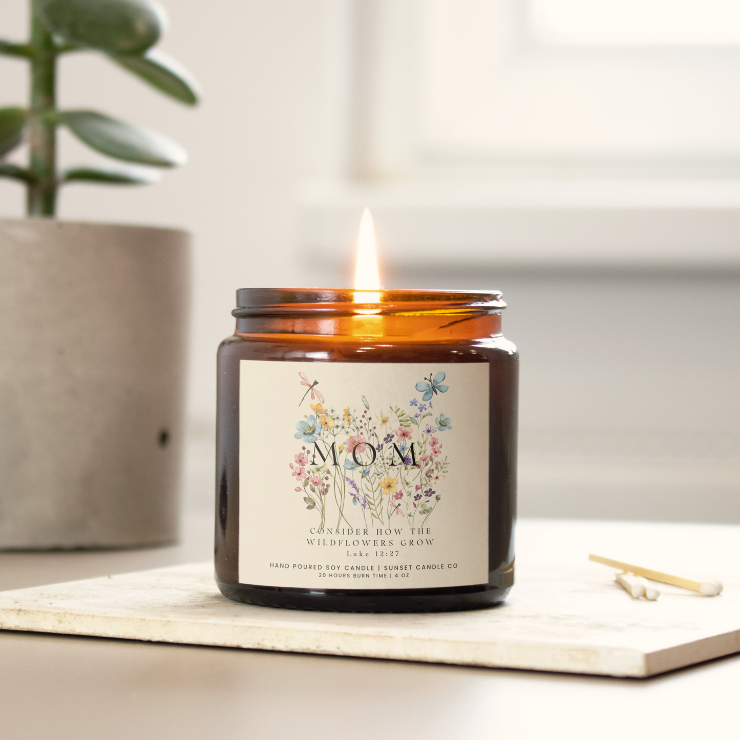 Wildflower Bible Verse Candle - Christian Gift for Mom Grandma - Mother's Day Present