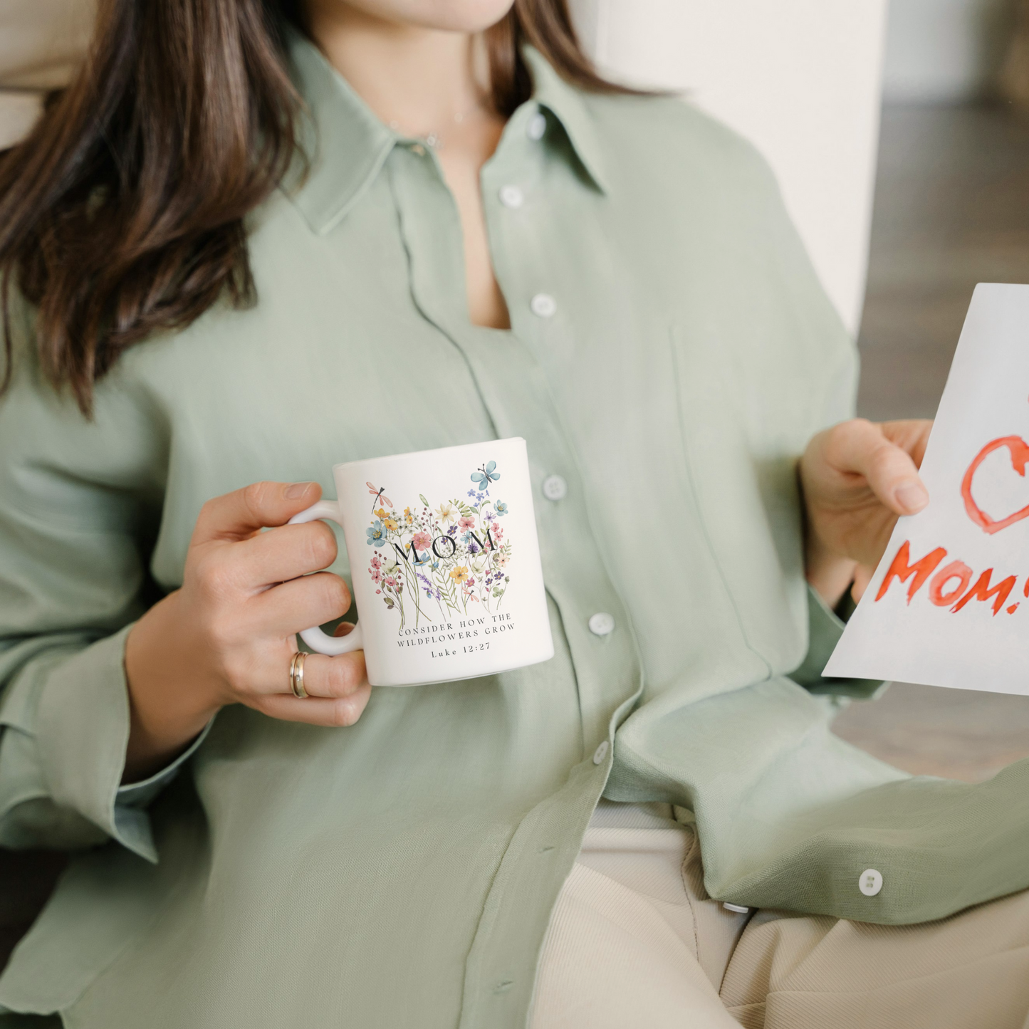 Floral themed mug with bible verse 'consider how wildflowers grow'- unique gift for mothers day