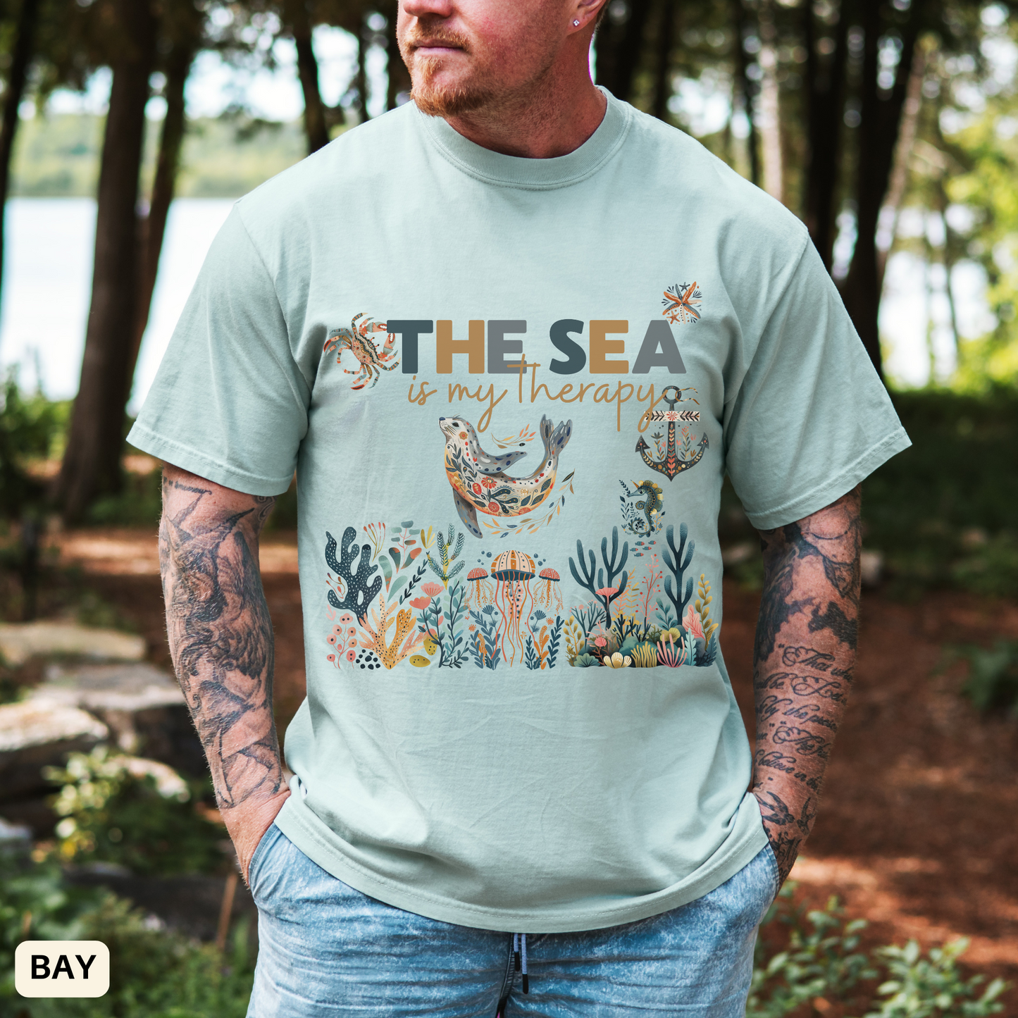 Sea Life Shirt Coastal Outfit, Nautical Beachwear for Sailing and fishing