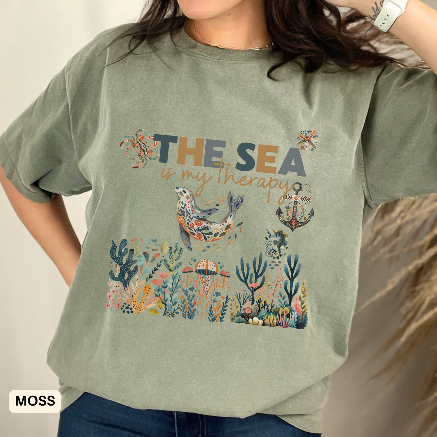 Sea Life Shirt Coastal Outfit, Nautical Beachwear for Sailing and fishing