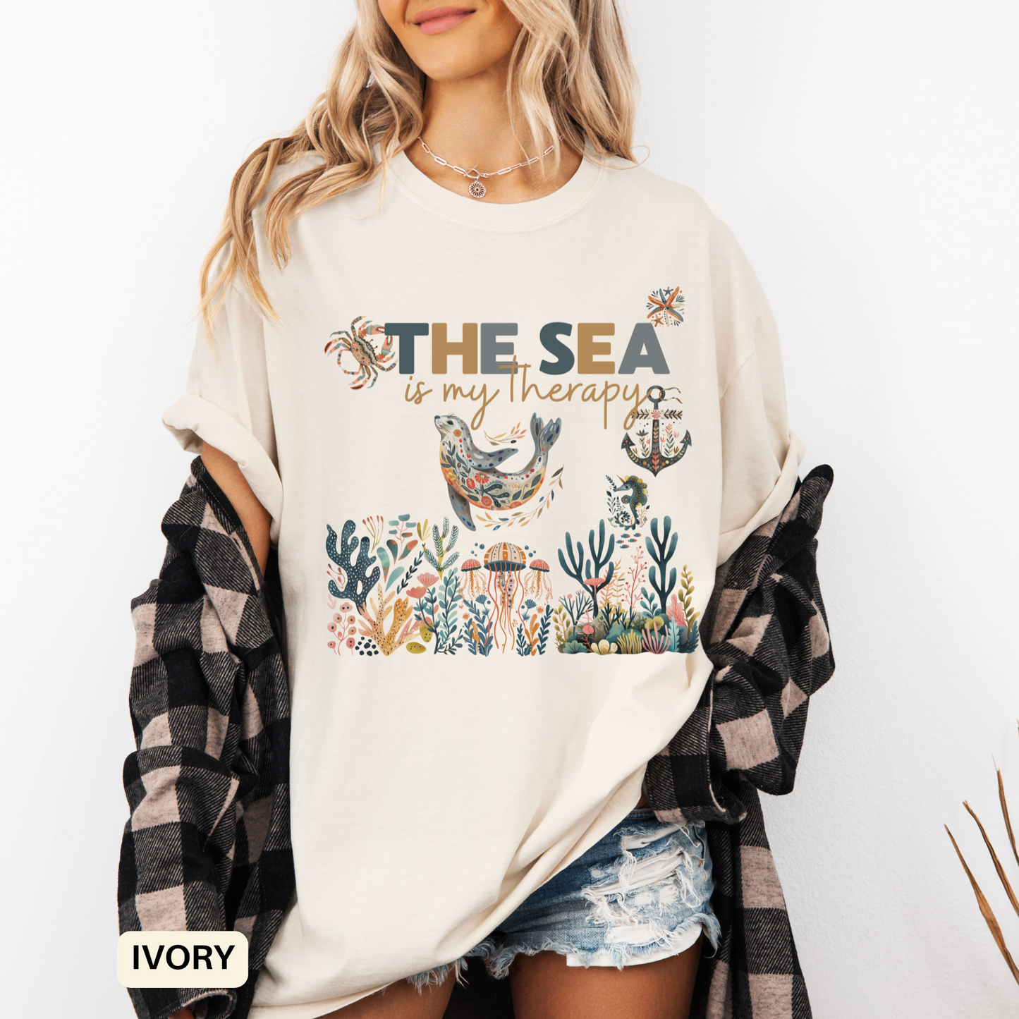 Sea Life Shirt Coastal Outfit, Nautical Beachwear for Sailing and fishing