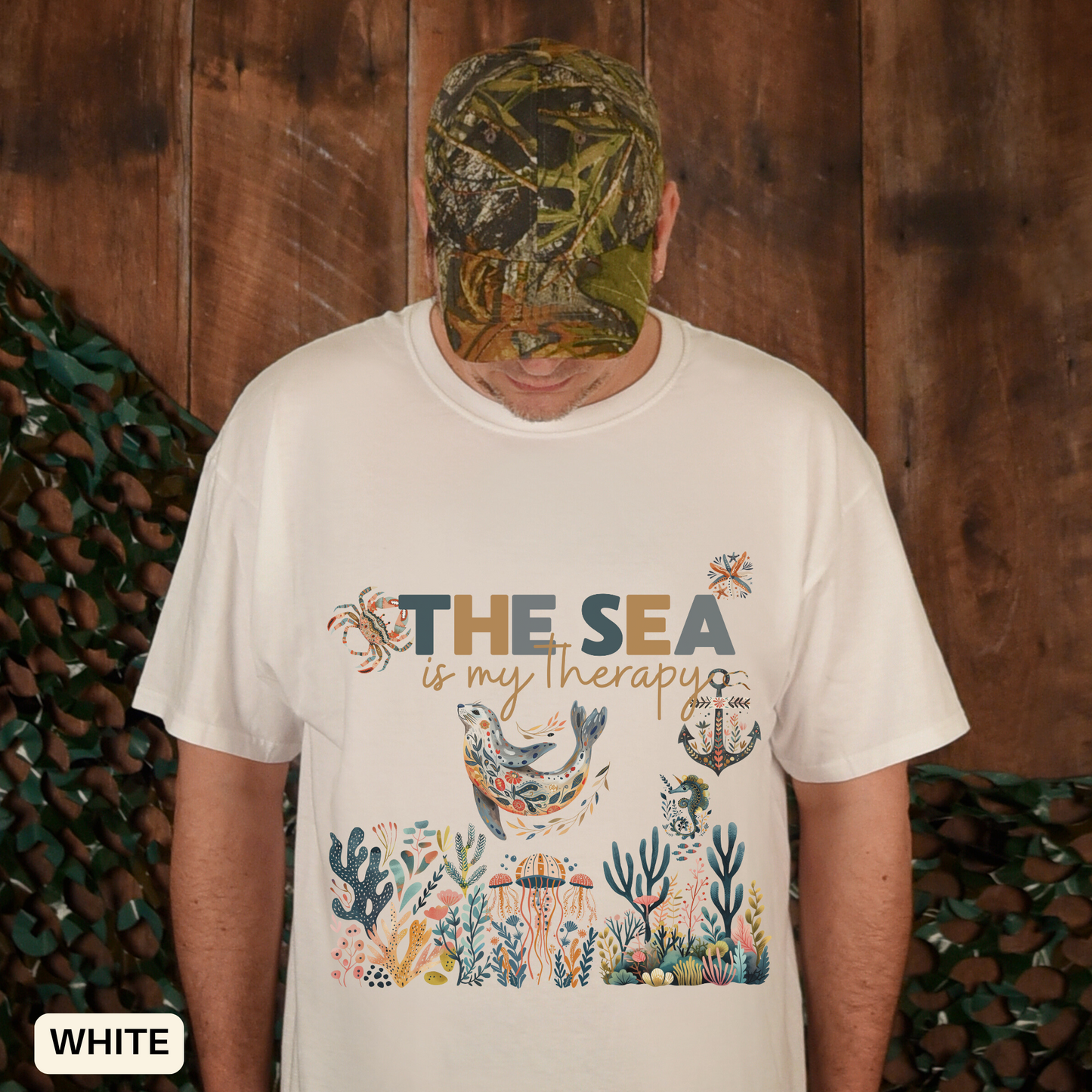 Sea Life Shirt Coastal Outfit, Nautical Beachwear for Sailing and fishing