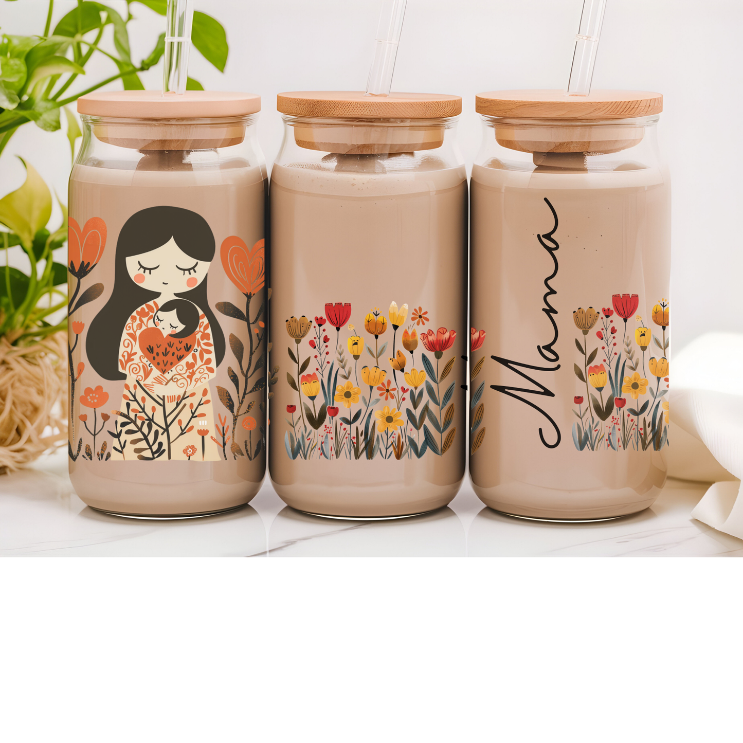 Mama Floral Mug Gift, First Mom Gift, Mothers Day Glass Tumbler Gift