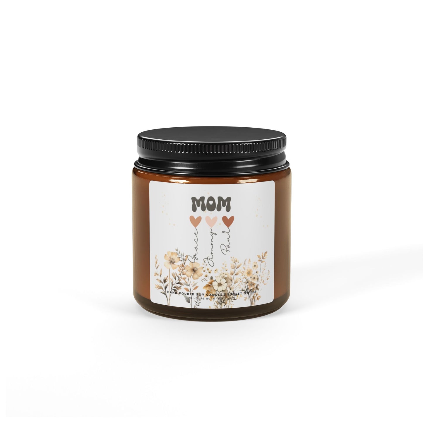 Mom Floral Candle Gift Custom Mother's Day -Mama Candle with Kids Names