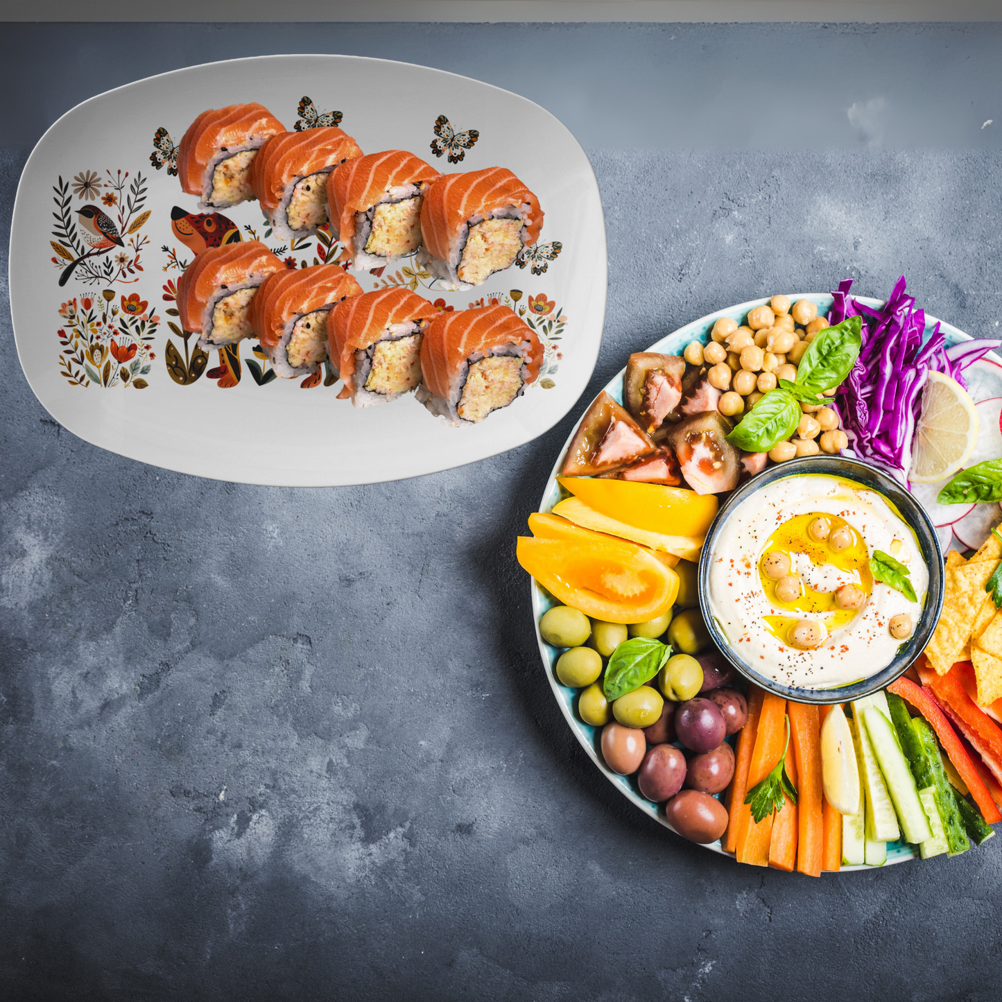 Folk art platter Nordic Design - Dog lover Table Settings Decor Platter