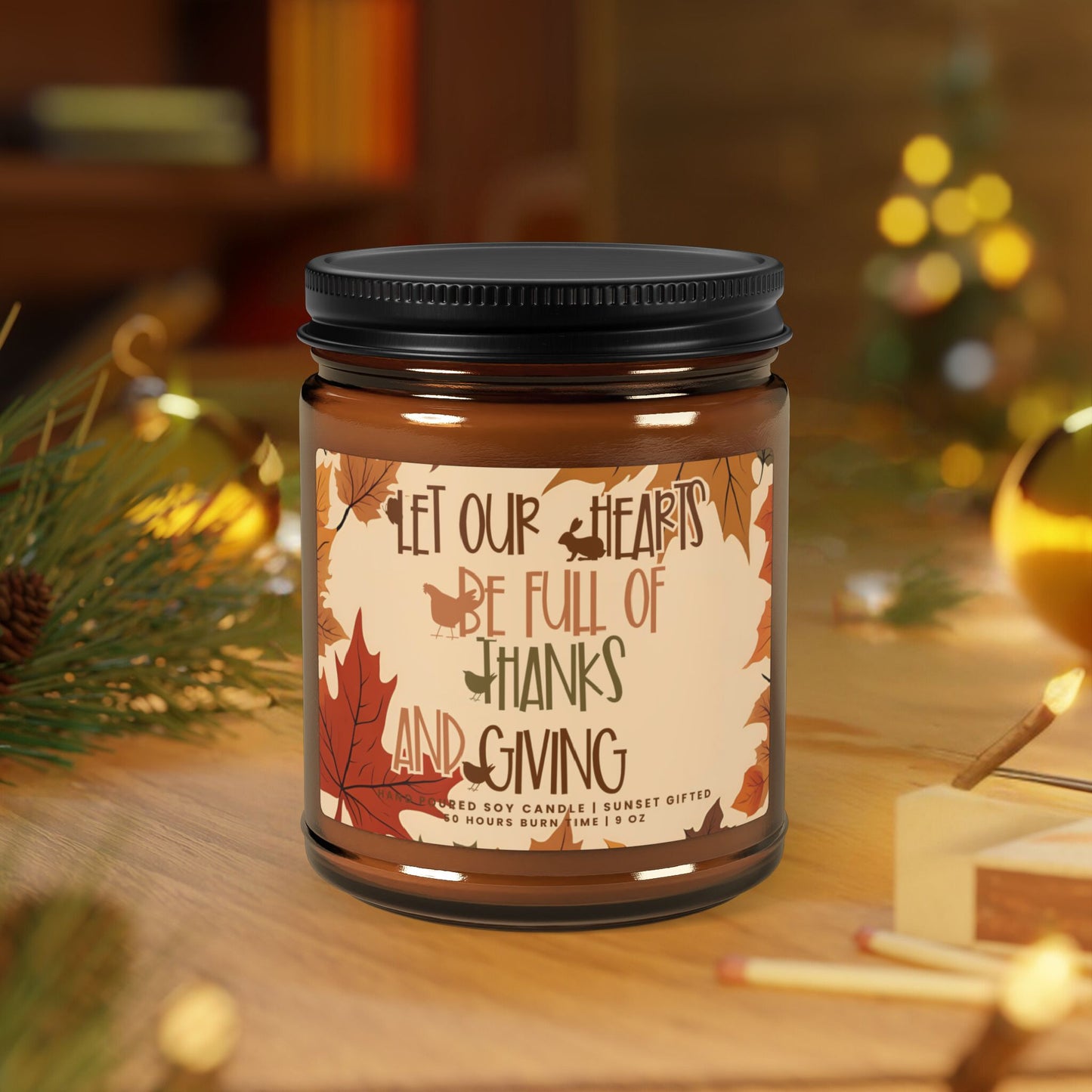 Thanksgiving Fall Scented Candle - Autumn Gift Cozy Home Hygge Gift
