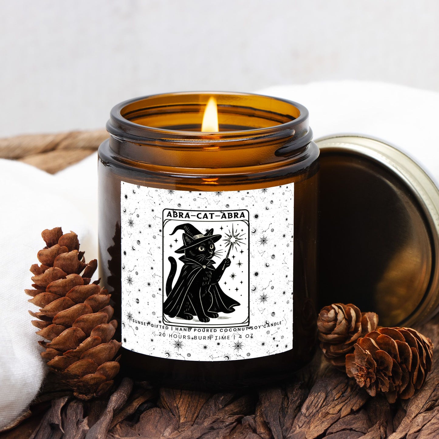 Black Cat Halloween Candle Gift - Haunted Library Witchy Cat Mom - Bookish Gifts