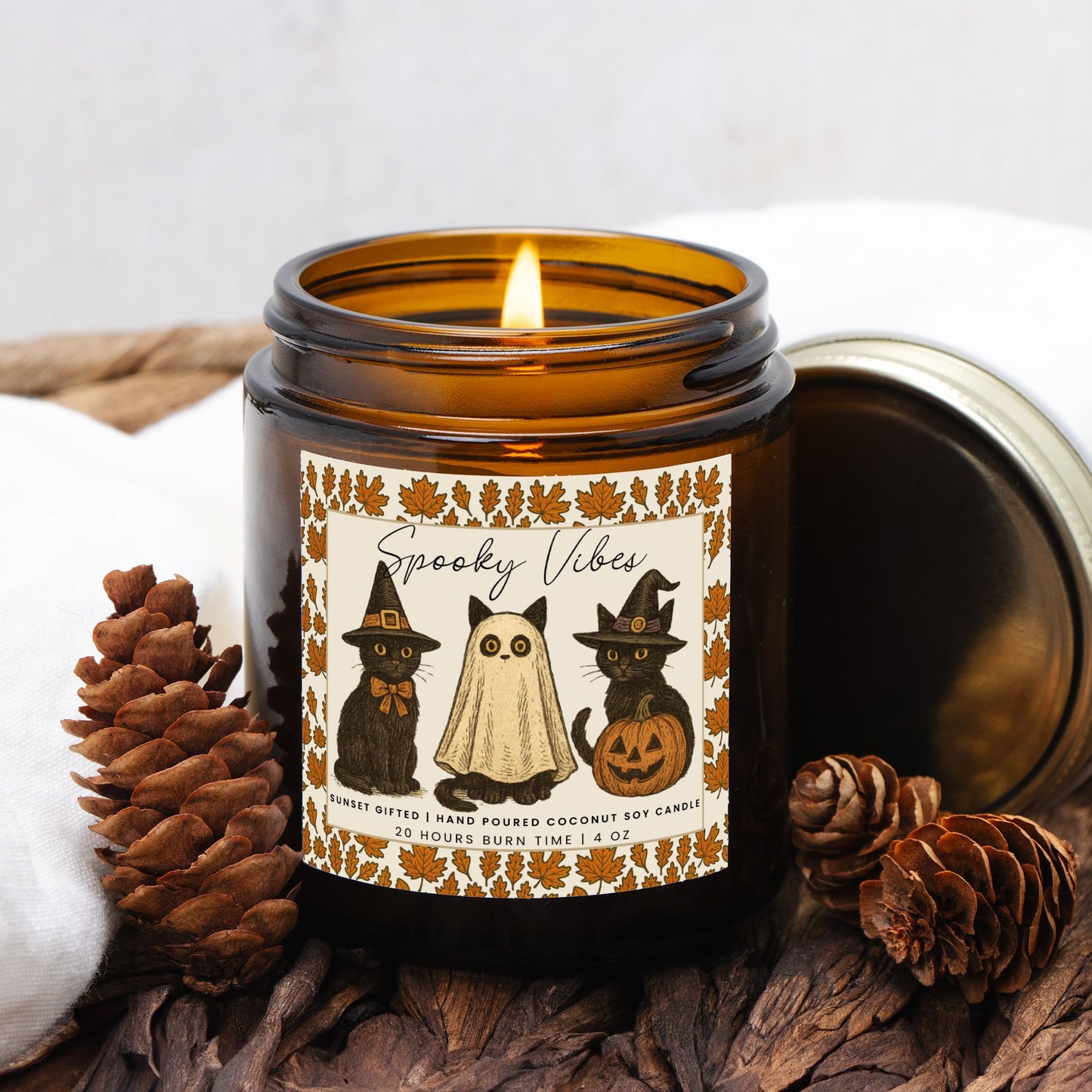 Halloween Cat Candle - Spooky Fall Vibes Cozy Autumn Decor Gift - Cat Lover Gift