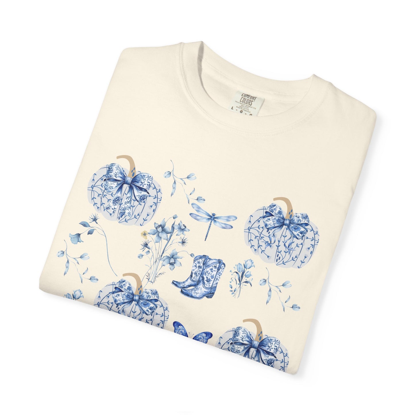 Blue Coquette Pumpkin T-Shirt-Fall Pumpkin Patch Outfit