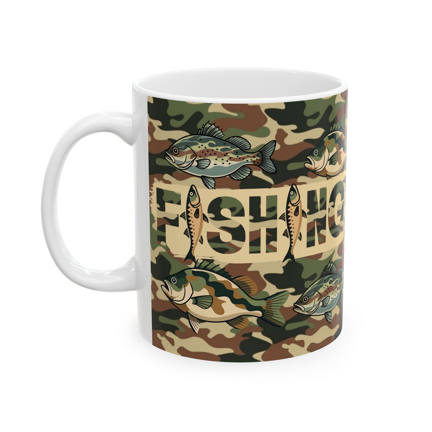 Camouflage Fishing Mug Personalized Coffee Cup for Anglers -Outdoorsy Men