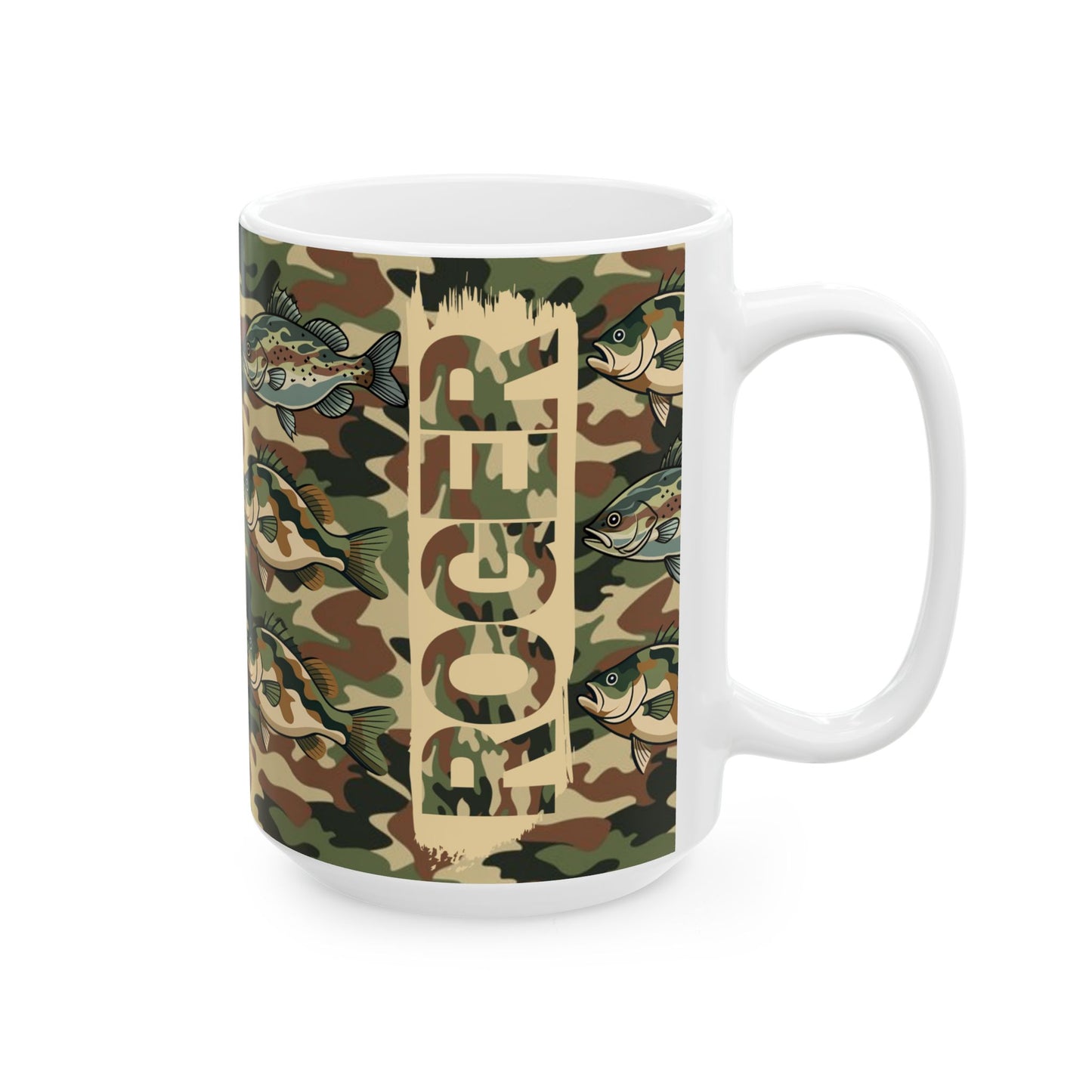 Camouflage Fishing Mug Personalized Coffee Cup for Anglers -Outdoorsy Men