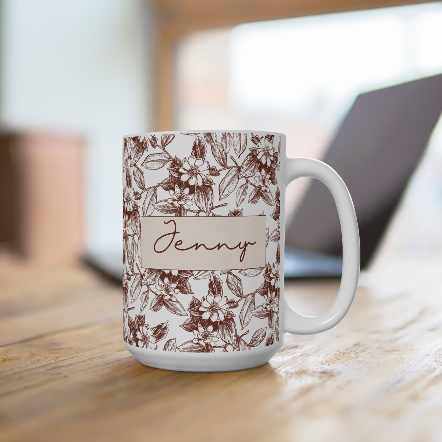 Thank you gift idea Floral Mug -Custom Name Coffee Cup It takes a Village