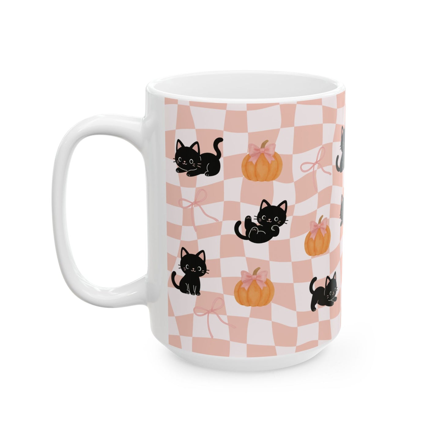 Pink Halloween Cat Pumpkin Mug Gift - Fall Vibes Cat Mom Gift