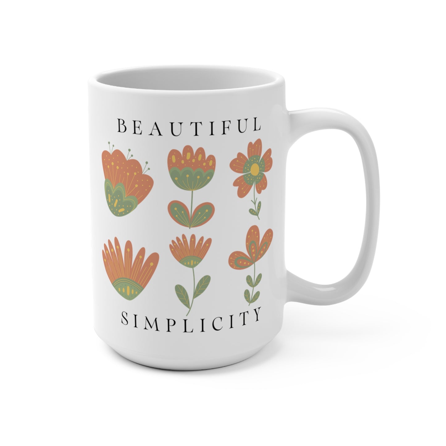 Floral Mug Nordic Folk Art Aesthetic Mug - Gardening Gift for Nature Lovers