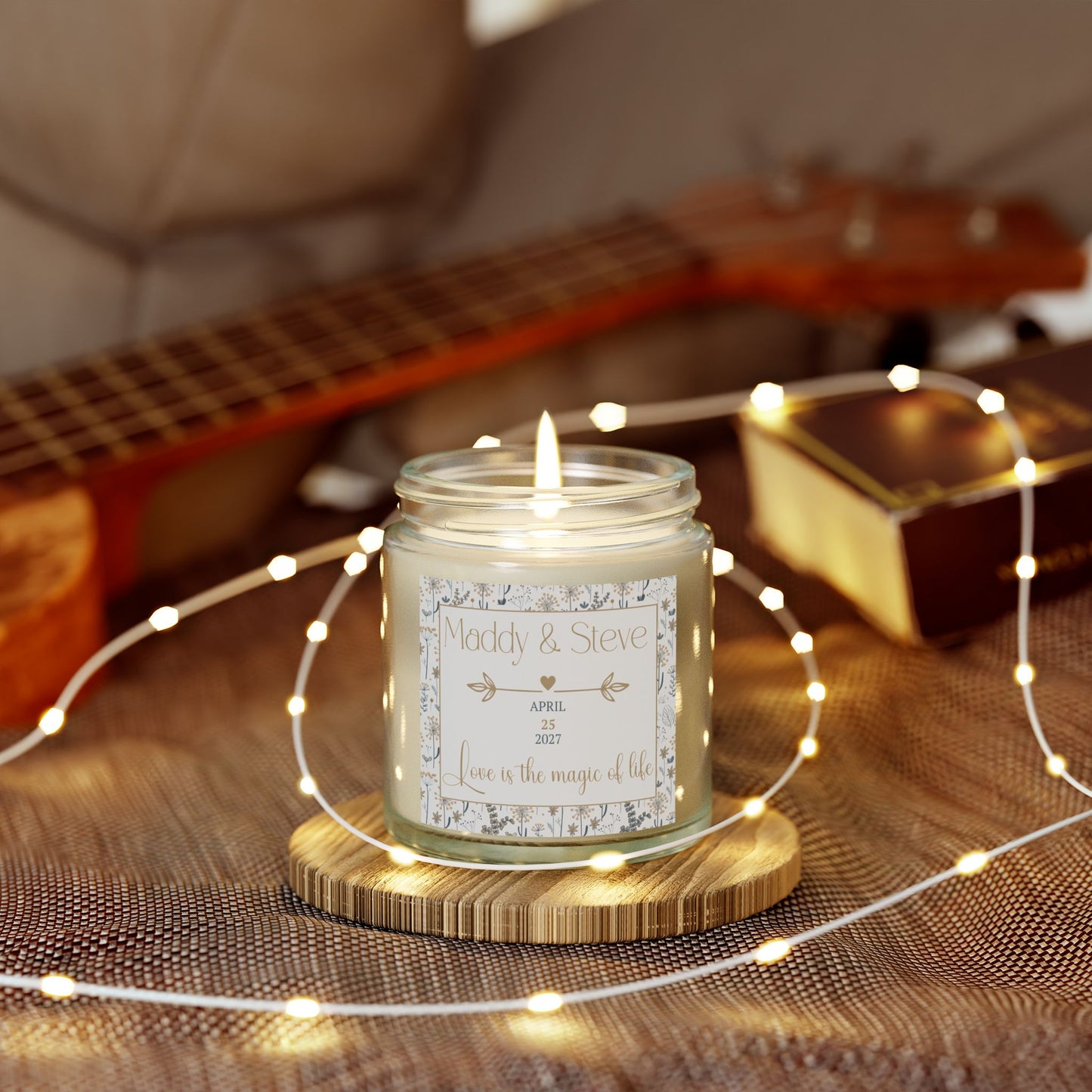 Personalized Wedding candle Gift, Engagement and rehearsal dinner favors for guests