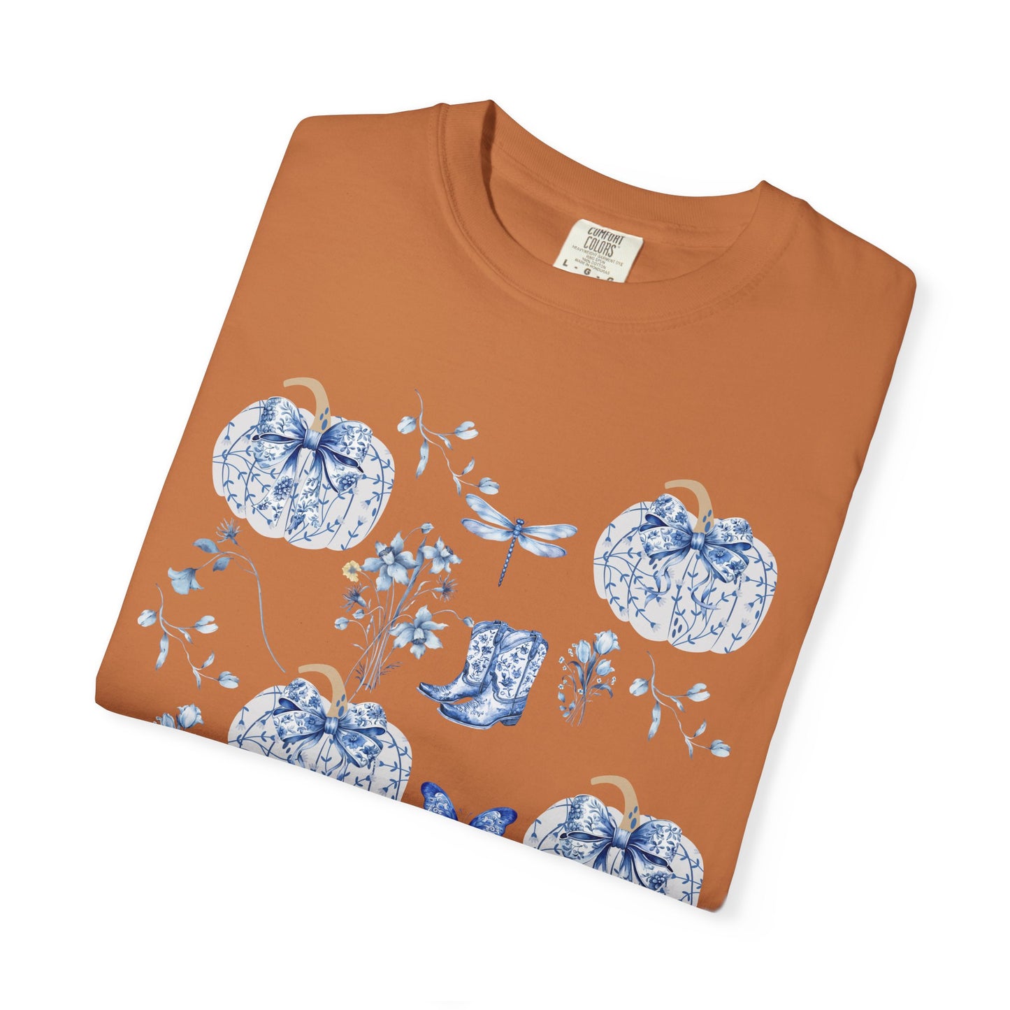 Blue Coquette Pumpkin T-Shirt-Fall Pumpkin Patch Outfit