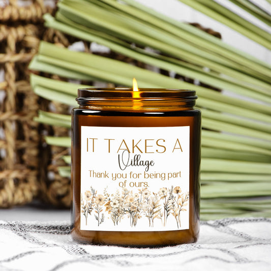 Gift Thank you message candle Floral for Daycare provider, Teacher, Babysitter Grateful