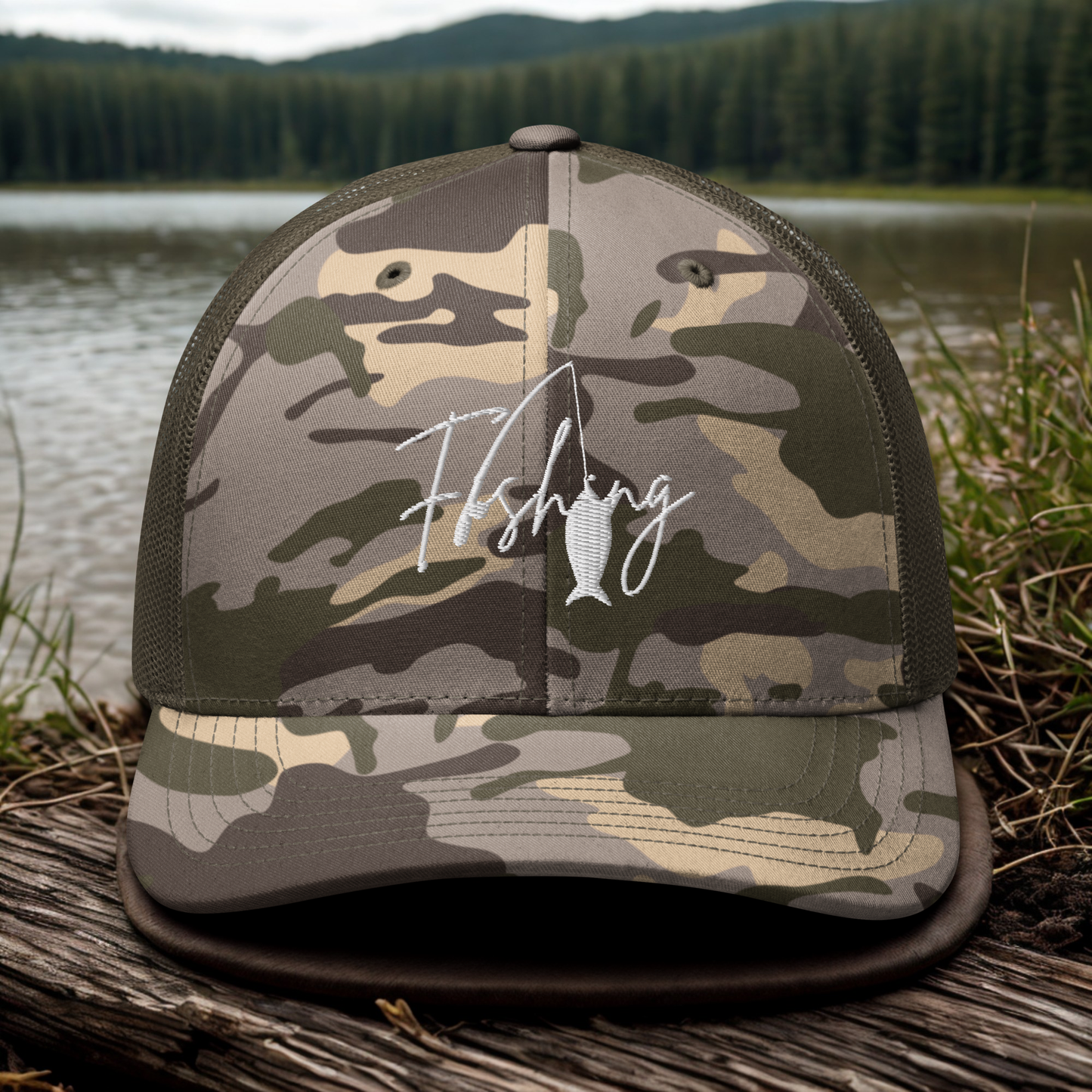Fishing Camouflage trucker Cap Gift Fisherman Dad