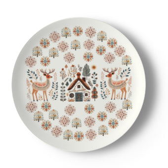 Scandinavian Dinner Plate - Nordic Deer Bone China - Hygge Dinnerware Set Gift