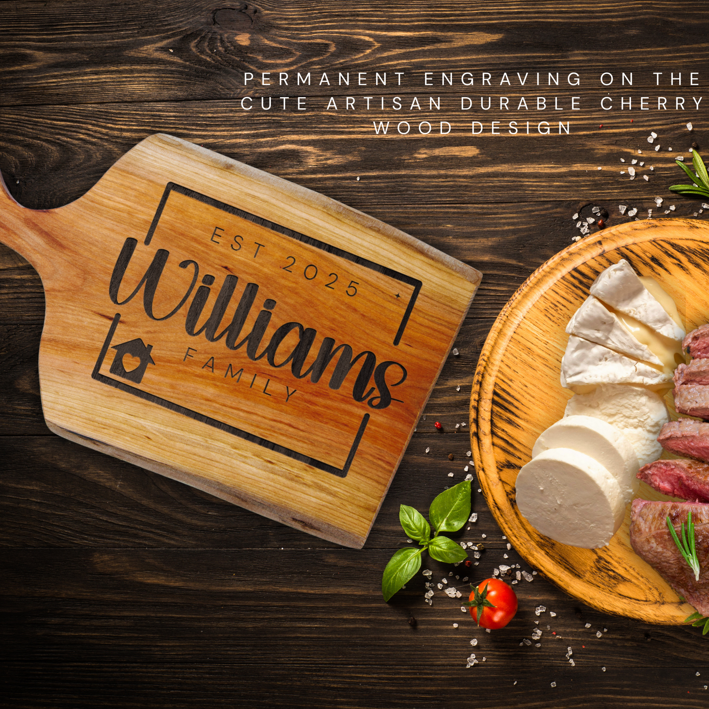 Family Custom Name Gift Artisan Wood Cutting-Serving Charcuterie Board