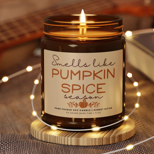 Scented candle fall gift for pumpkin spice lovers home decor