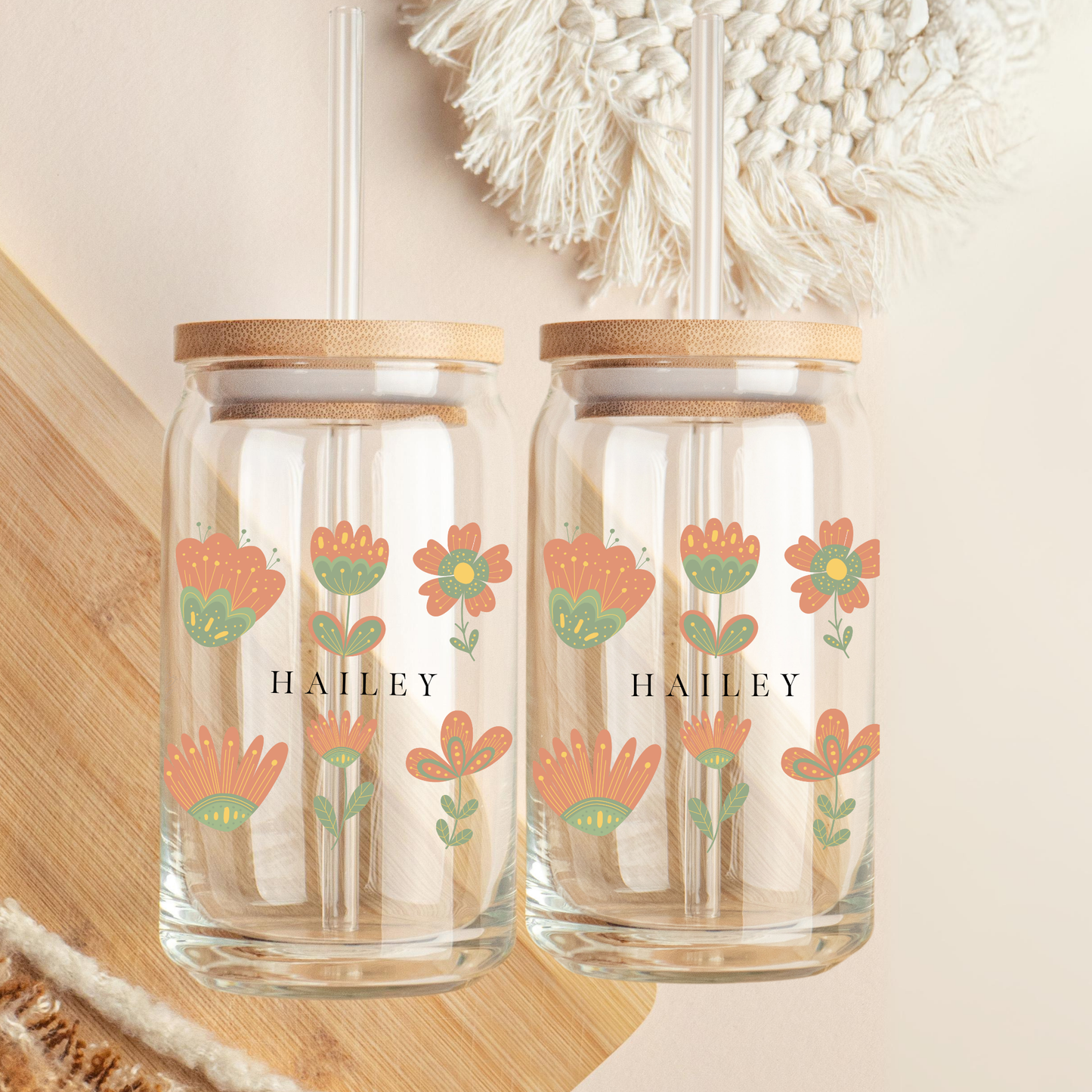 Aesthetic Coffee Cup - Minimalist wildflowers Tumbler for Women Gift