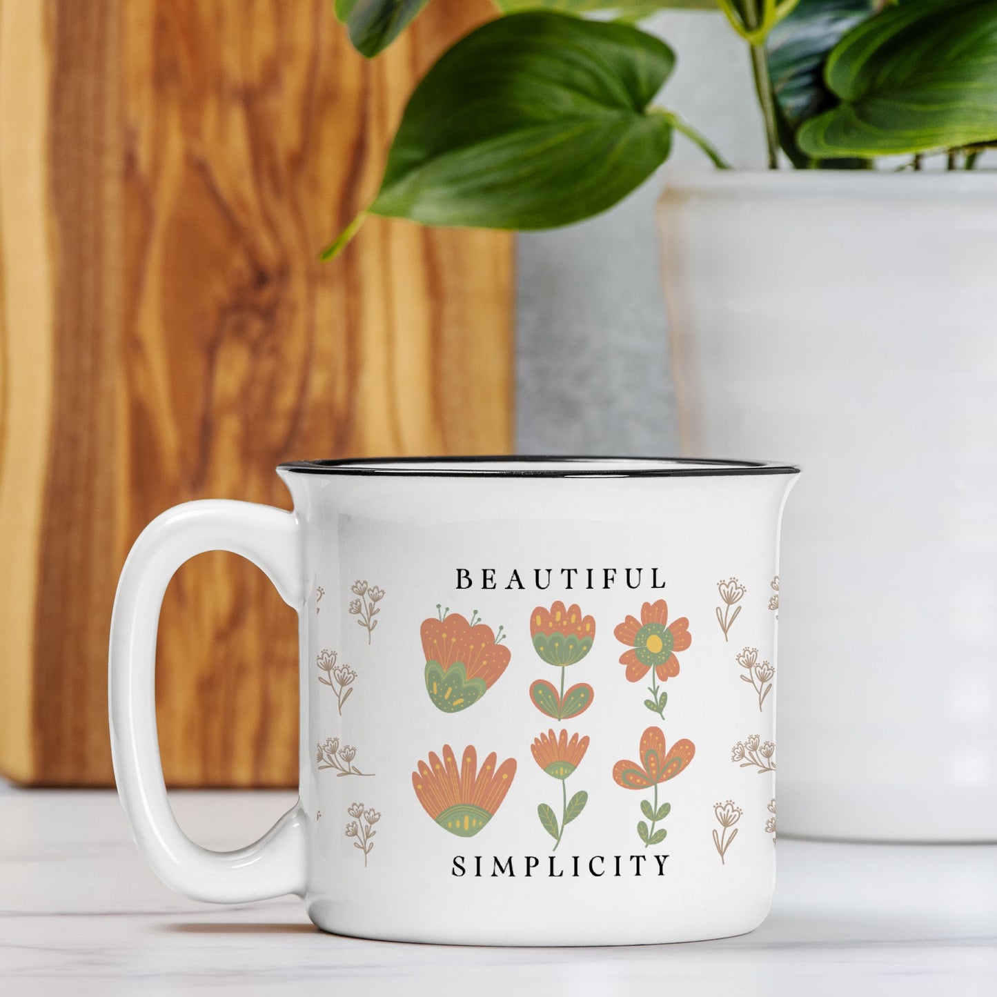 Gardening Coffee Mug Nordic Flowers - Botanical Art Thank you Gift idea