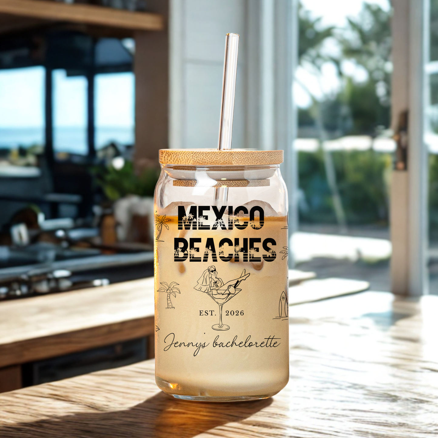 Mexico Bachelorette Iced Glass Cup girls trip