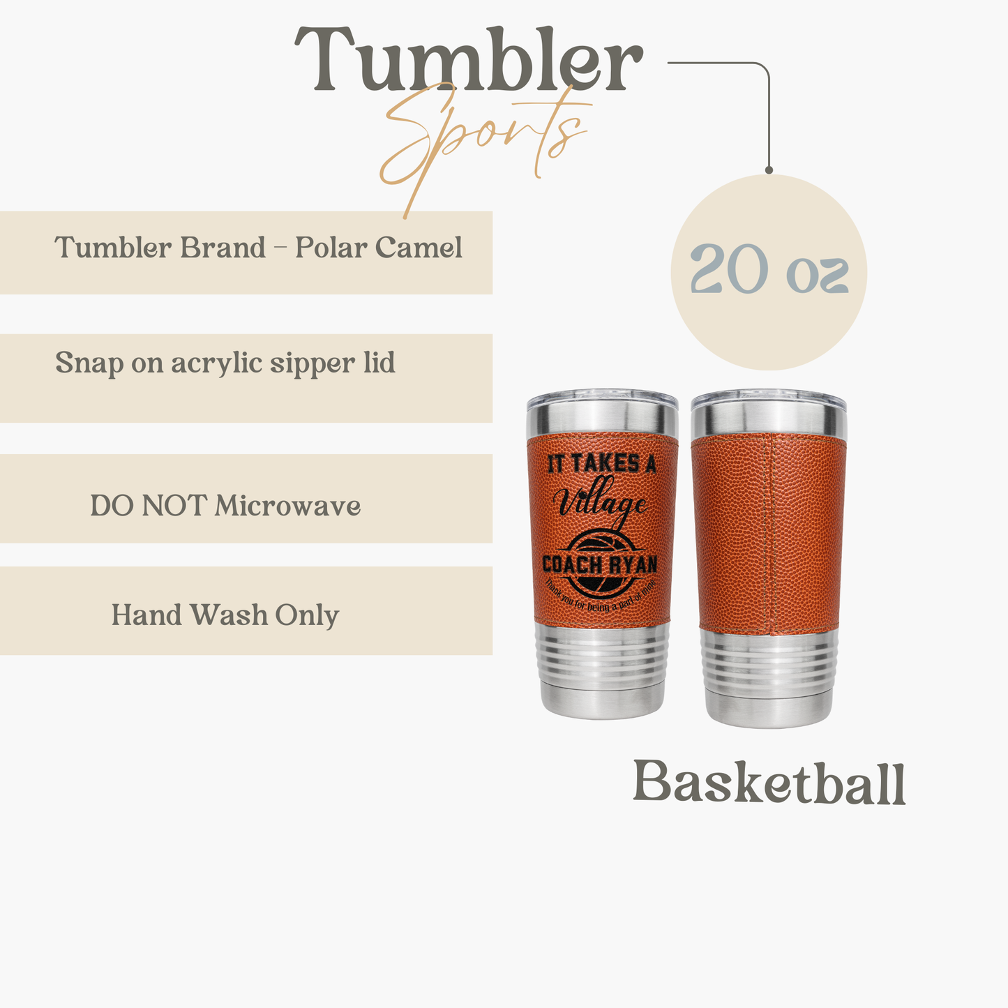 Basketball Thank you Gift It takes a Village Coach appreciation gift Sports Lover Tumbler