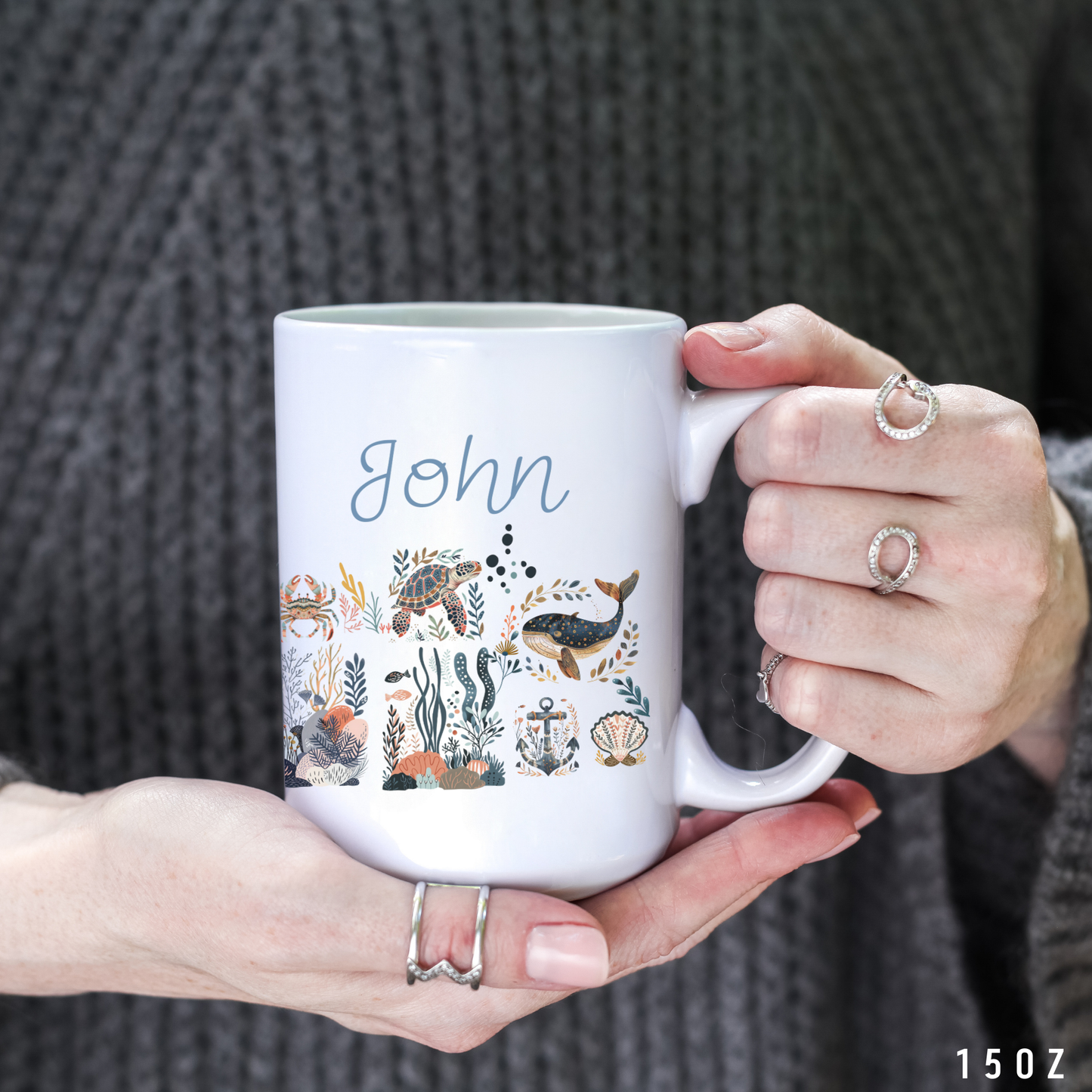 Thank you Gift Ocean-Themed Ceramic Mug- Appreciation for Fishing Dad, helpers and sea lovers