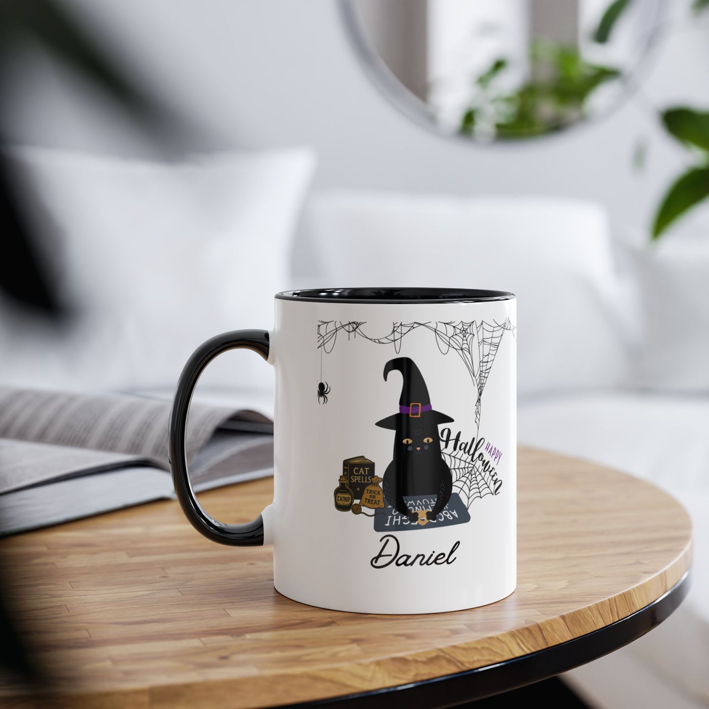 Black Cat Mug for Halloween- Spooky Cat Lover Gift for Bookish