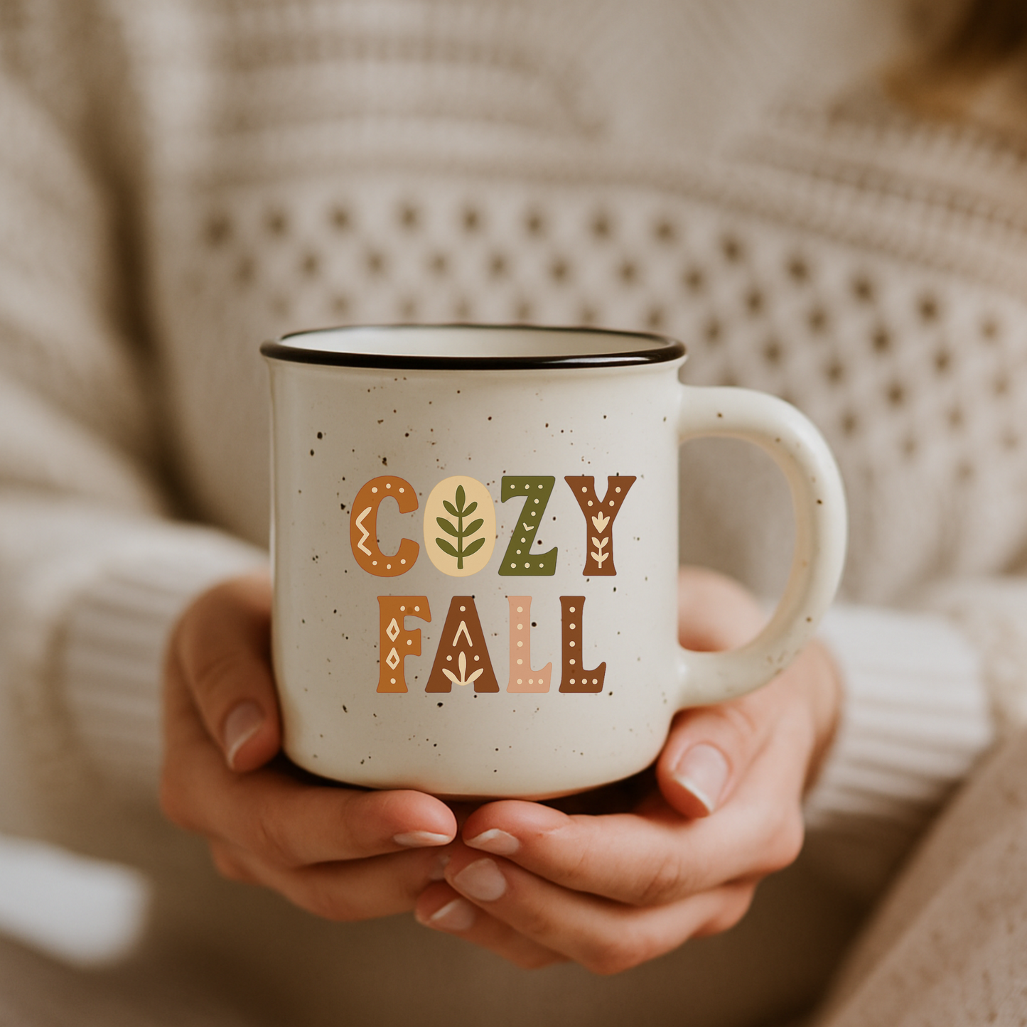 Hygge Fall Mug - Cozy Camping Coffee Cup - Nordic Scandinavian Home Decor Gift