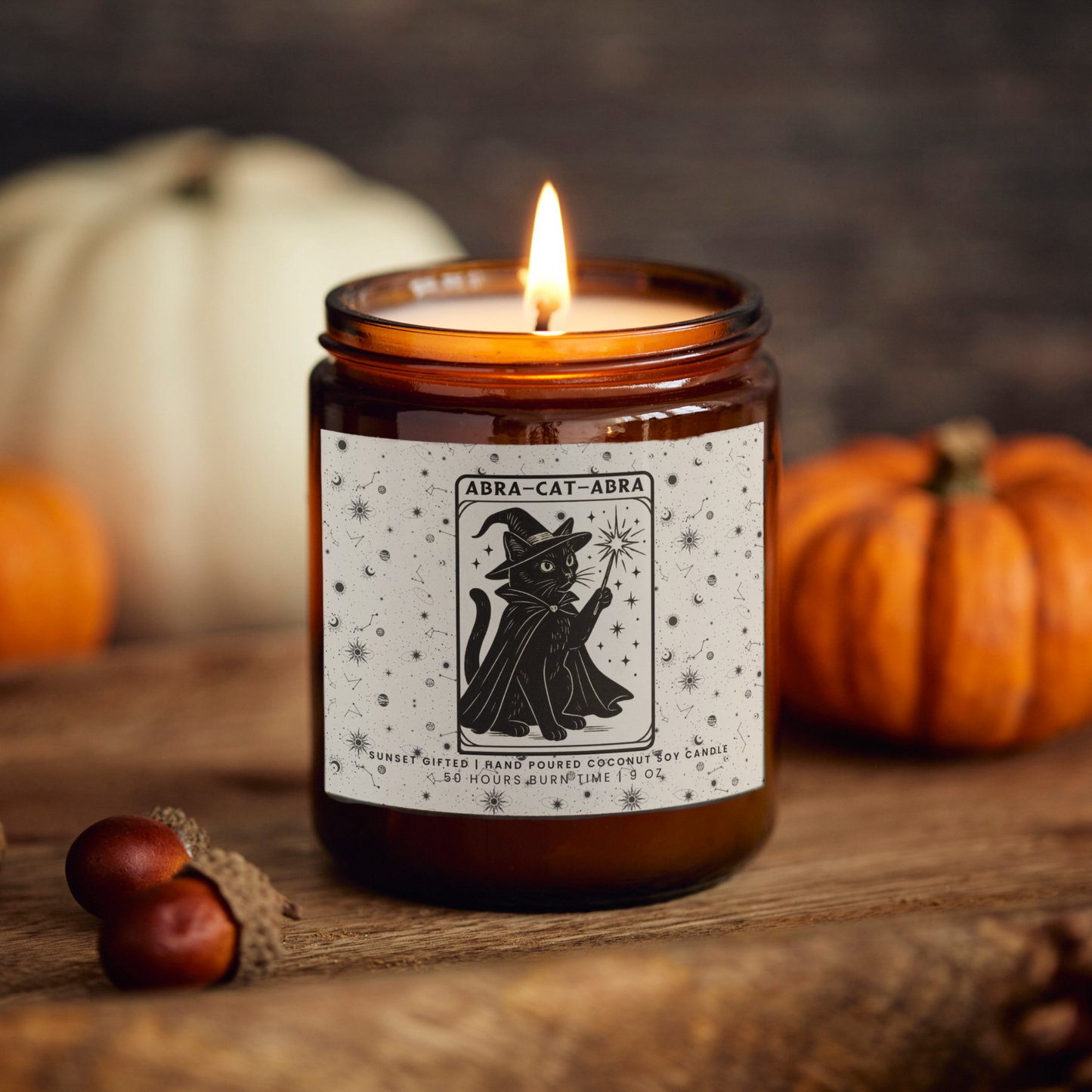Black Cat Halloween Candle Gift - Haunted Library Witchy Cat Mom - Bookish Gifts