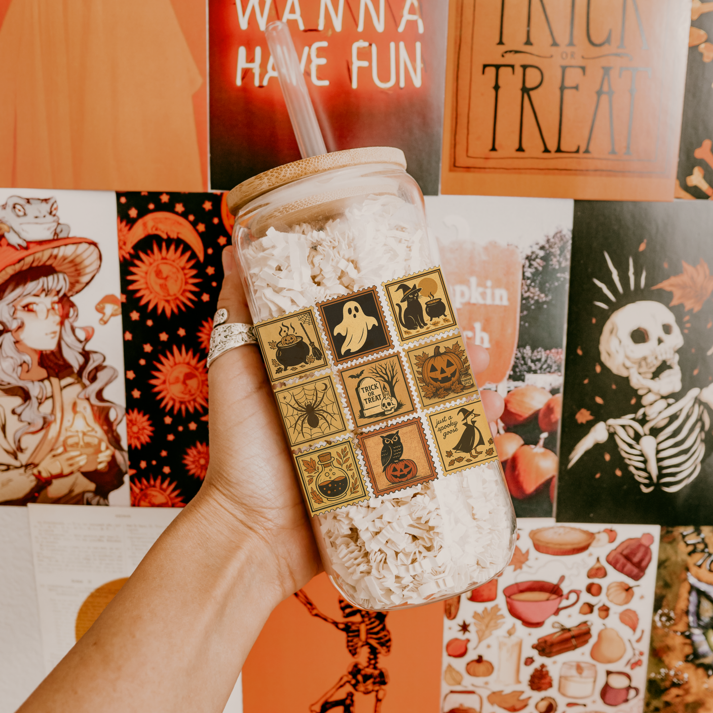Fall Season Sipper Glass - Halloween Coffee Tumbler