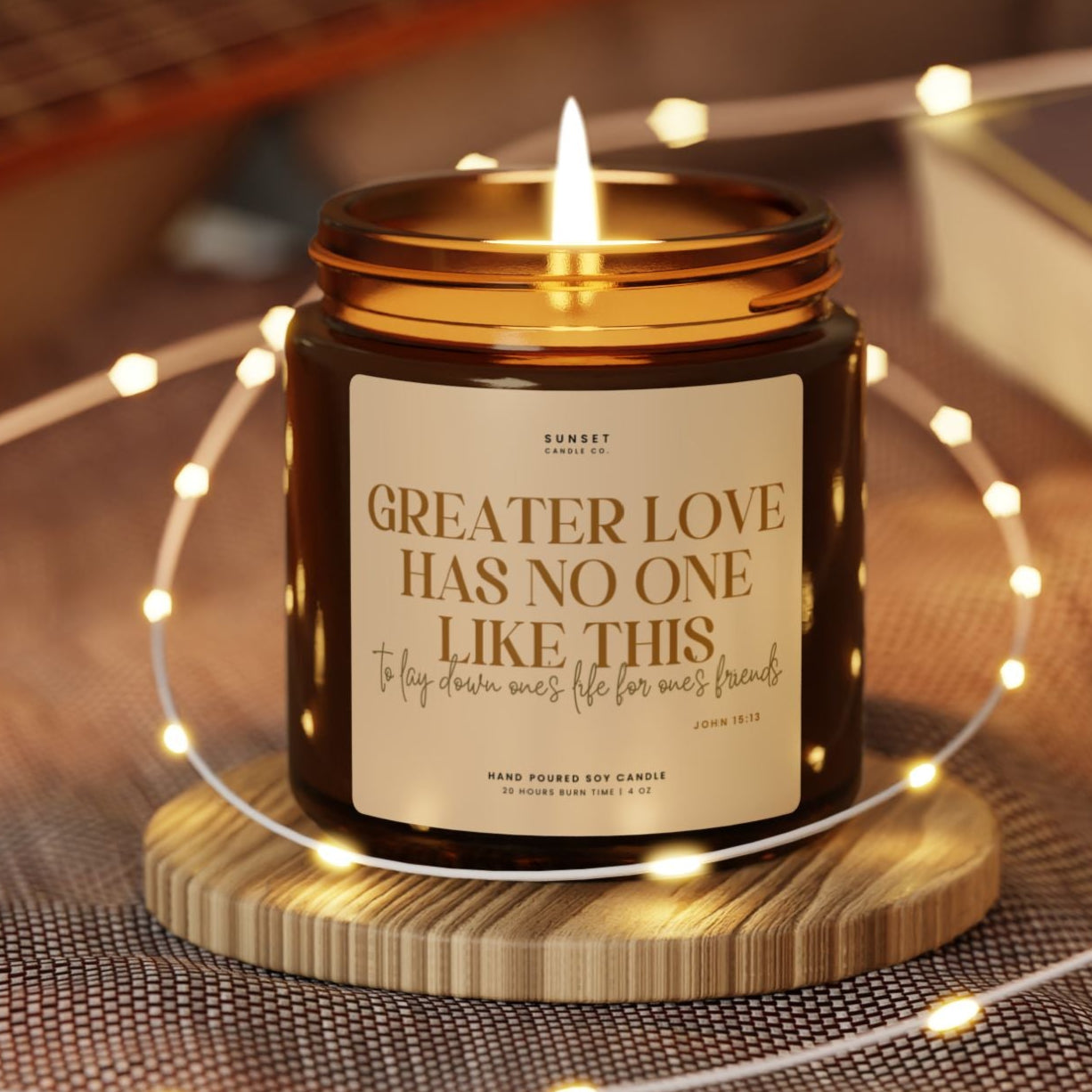 Scented candle with bible verse of jesus love