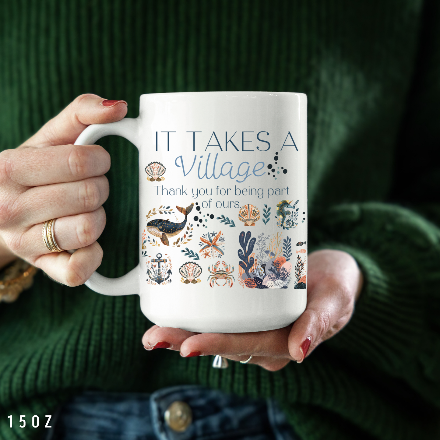 Thank you Gift Ocean-Themed Ceramic Mug- Appreciation for Fishing Dad, helpers and sea lovers