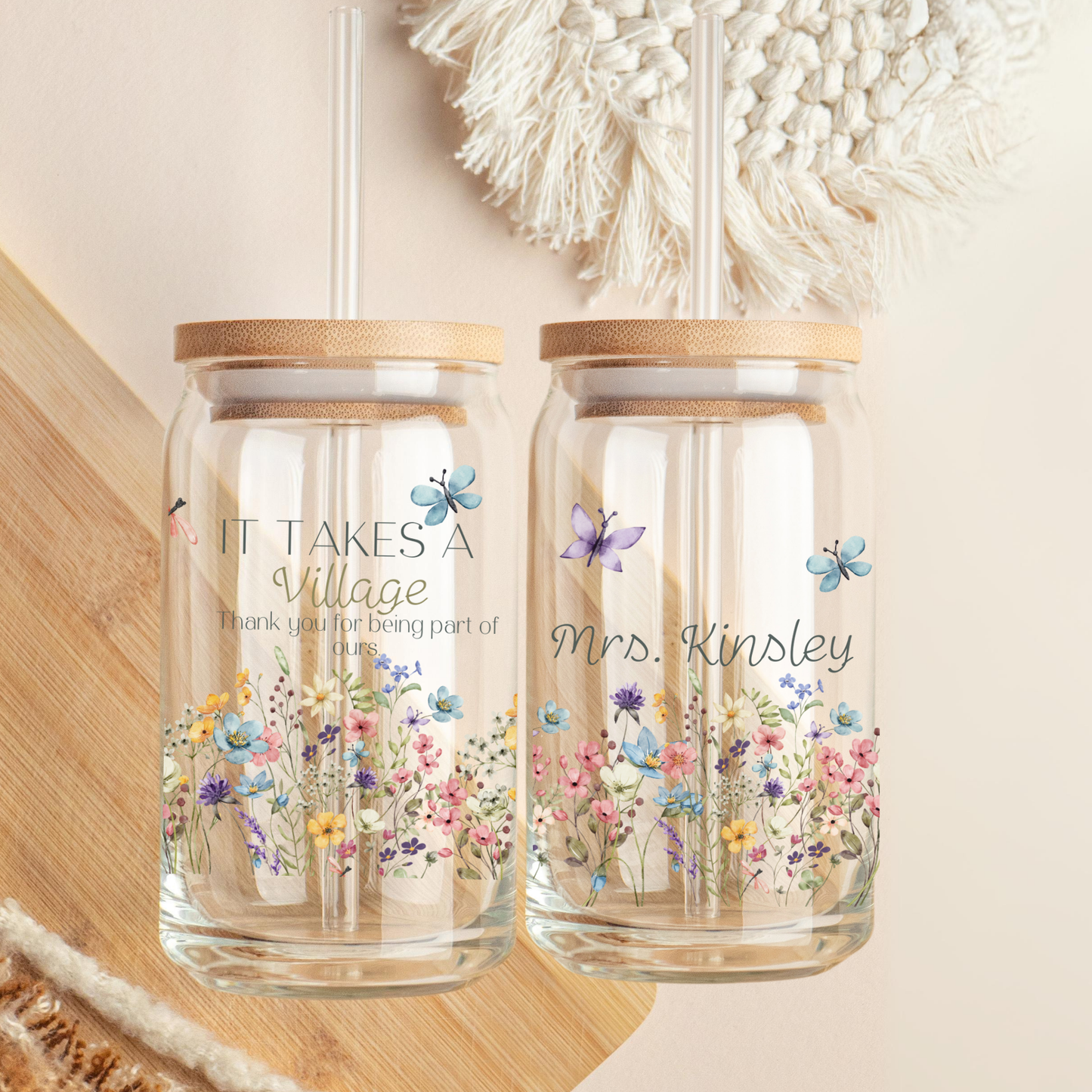 Appreciation Gift idea for women Glass Tumbler- Daycare Teacher Coffee Mug