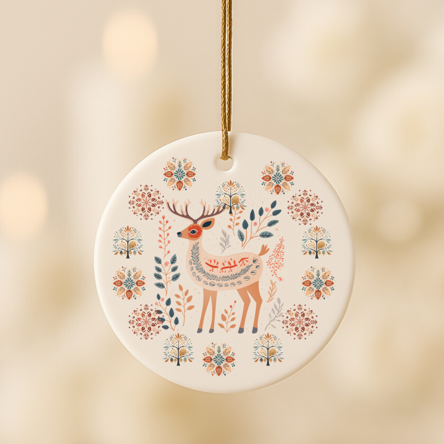 Ceramic Ornament Nordic Deer Christmas Tree Decoration, Scandinavian Design, Holiday Gift