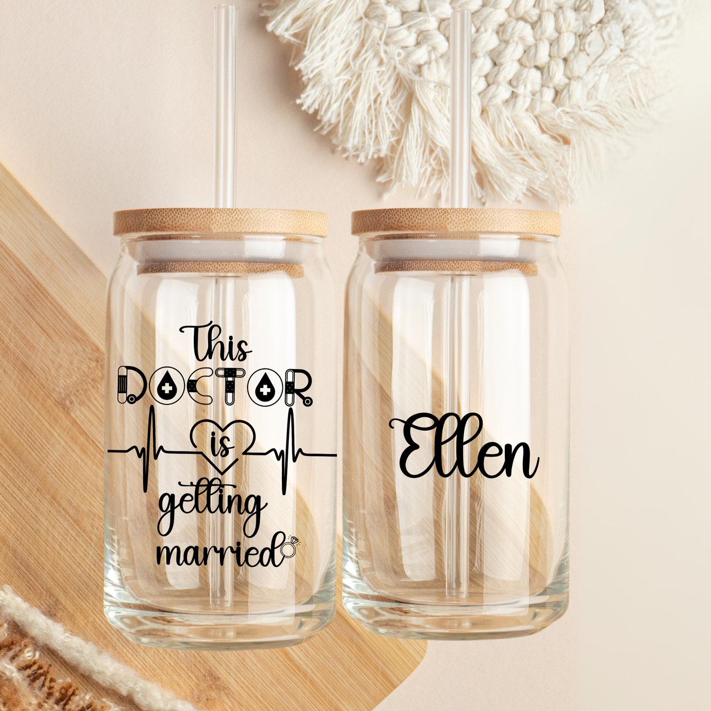 Doctor Wedding Gift -Personalized Iced coffee cup for Bridal Shower