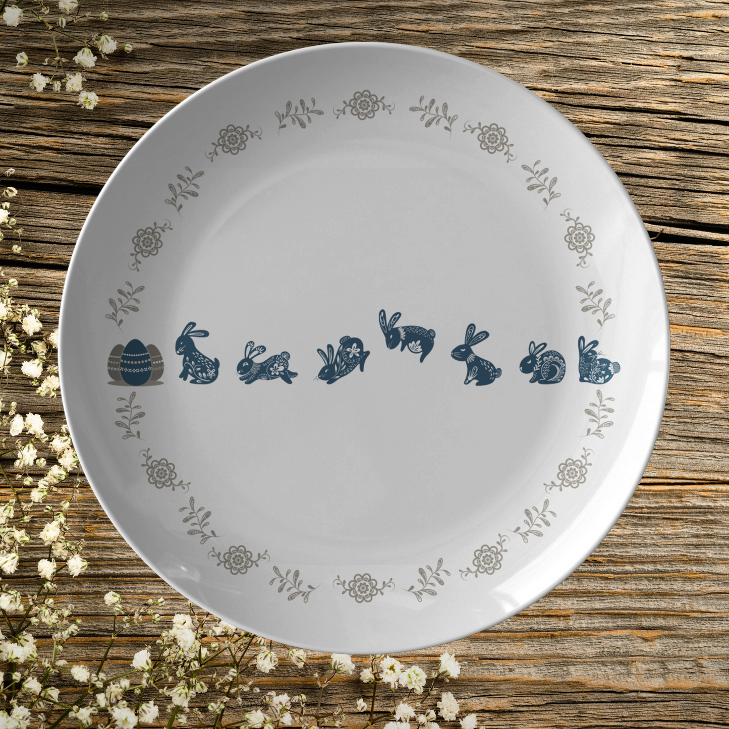 Easter Bunny Art Plate Spring gift idea for Party table setting decor