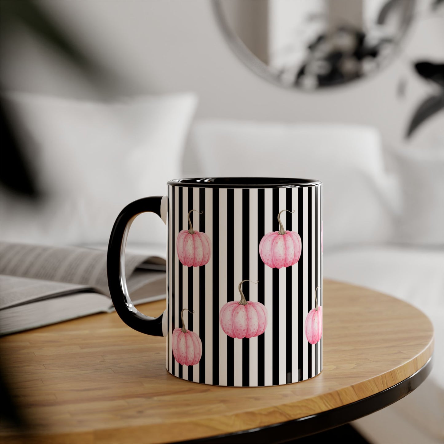 Whimsical Gothic Pumpkin Spice Latte Mug Fall Decor -Spooky Vibes Pink Halloween